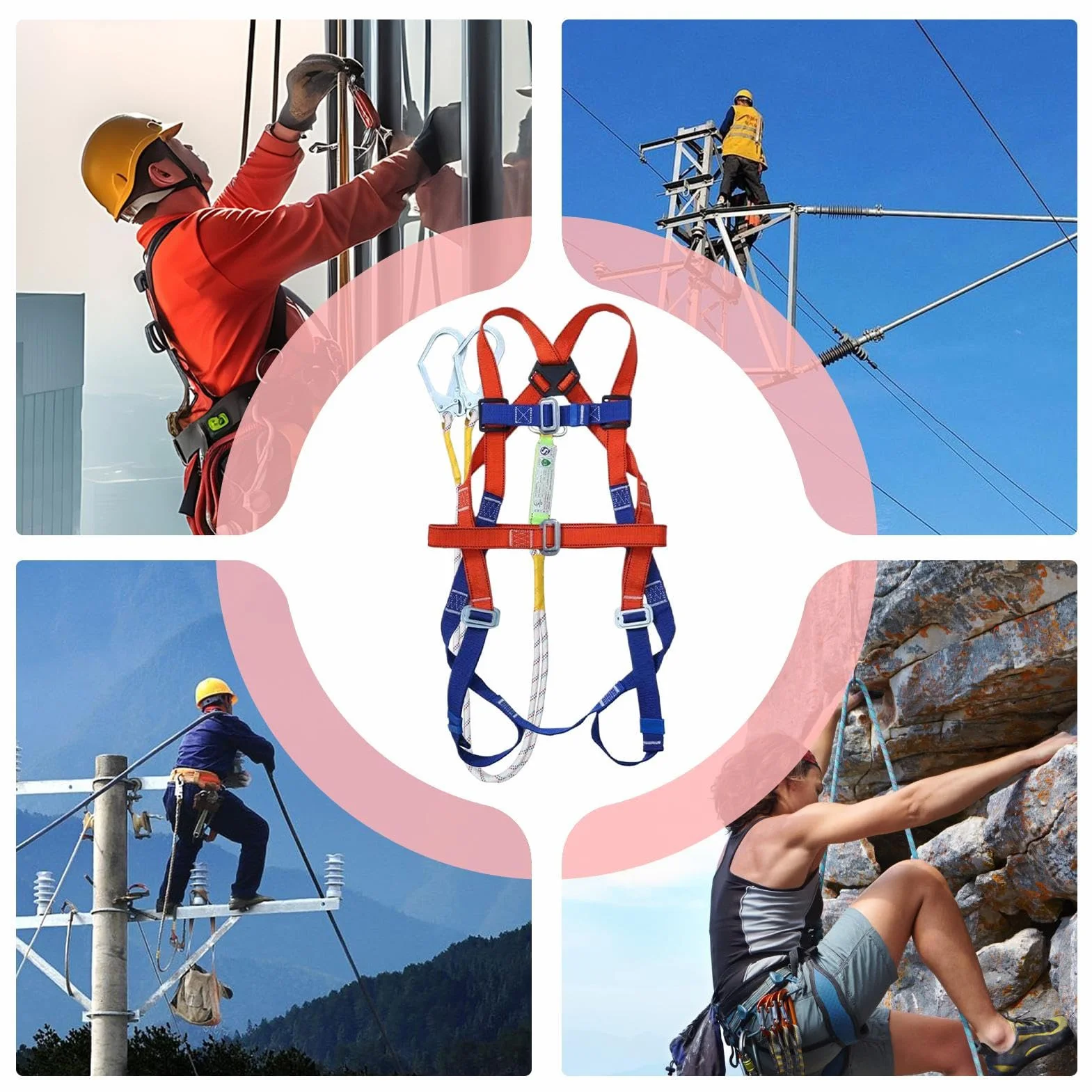Arnés de Seguridad Anticaídas,Arnés De Cuerpo Completo 5 Puntos Anticaidas,Correas de Hombros Ajustables Equipo para Trabajos en Altura Caza Escalada | Hombre Caza Arborista Actividades