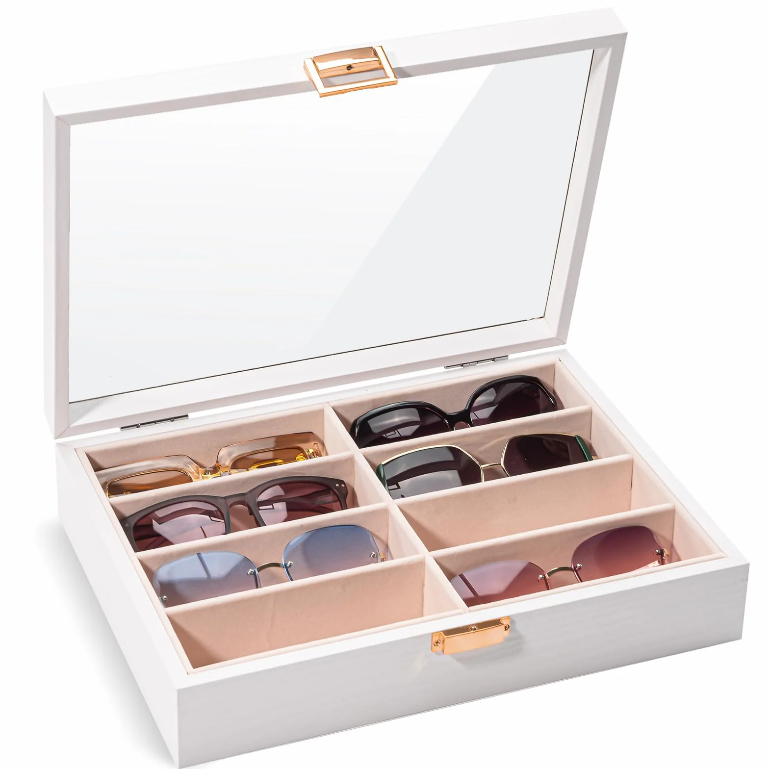 Procase Expositor para Gafas de Sol 8 Compartimentos Organizador - Blanco