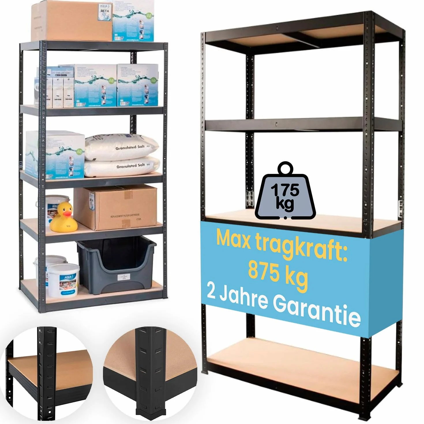 Estantería para cargas pesadas - Estantería industrial - 40 cm de profundidad - 5-180 x 60 x 40 cm - Capacidad de carga