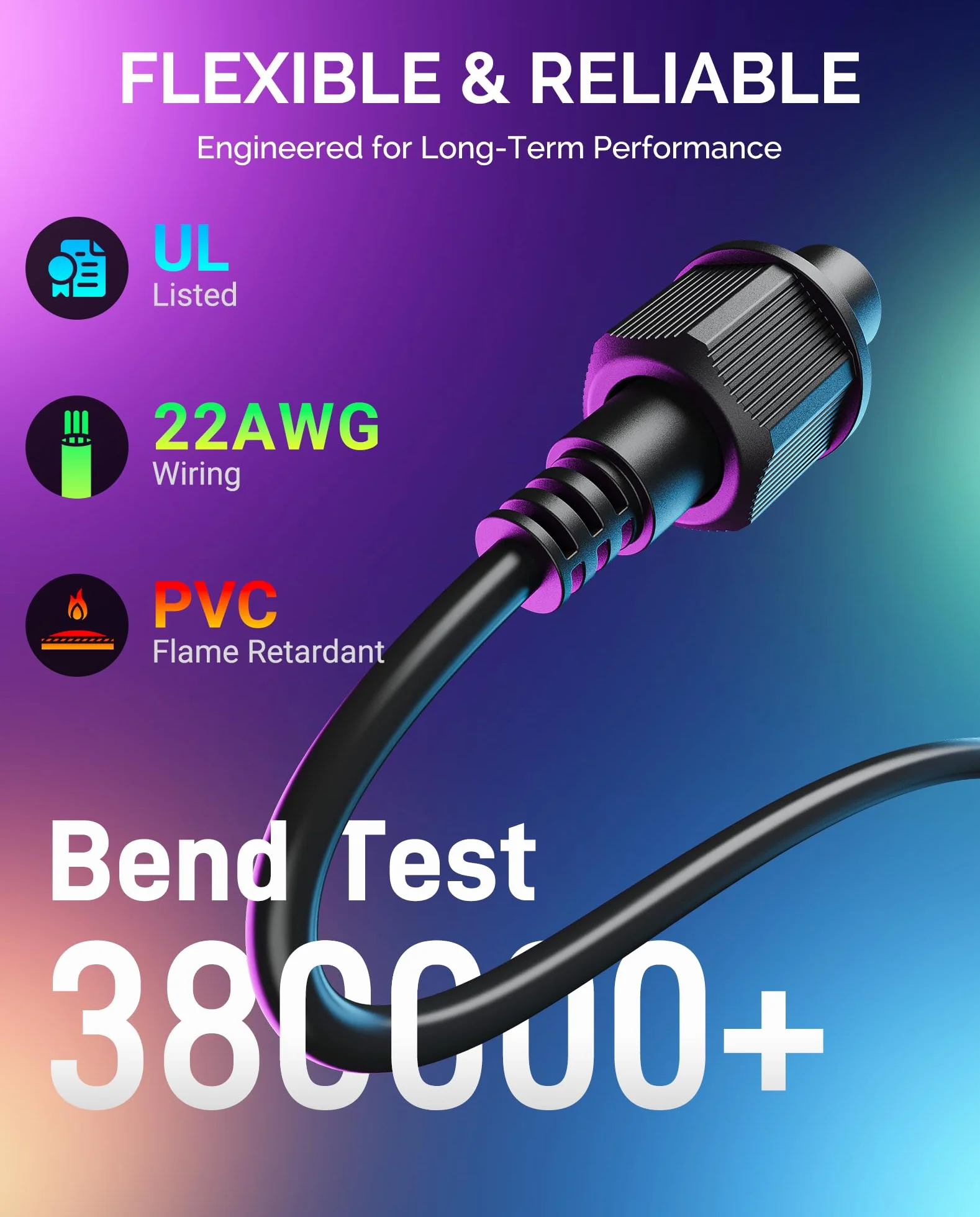 Cable de extensión de 10 pies para luces de inundación y focos Govee para exteriores, cable de extensión impermeable de 4 pines para Govee H7057, H7058, H7060, H7062, H7093, H7094, H7065