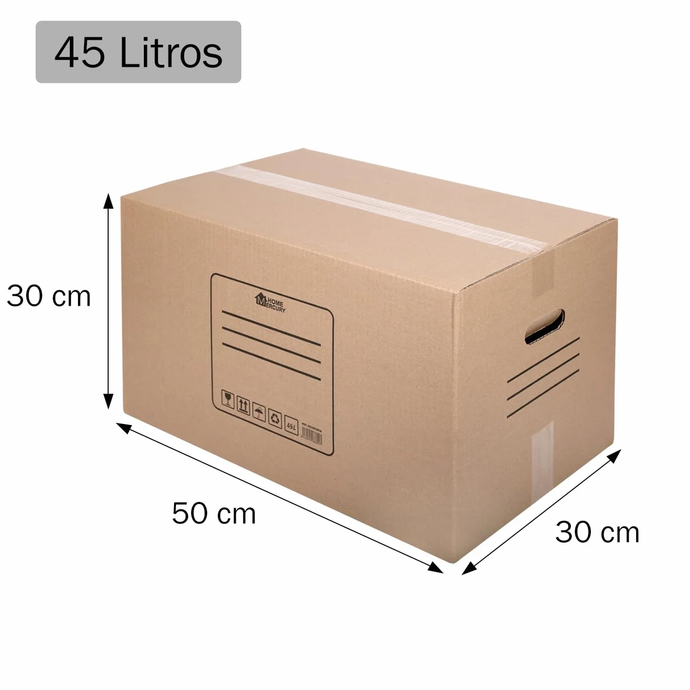 MERCURY Cajas de mudanza y almacenaje Ultra Resistentes 10 Pack 50x30x30CM 45 Litros con Asas