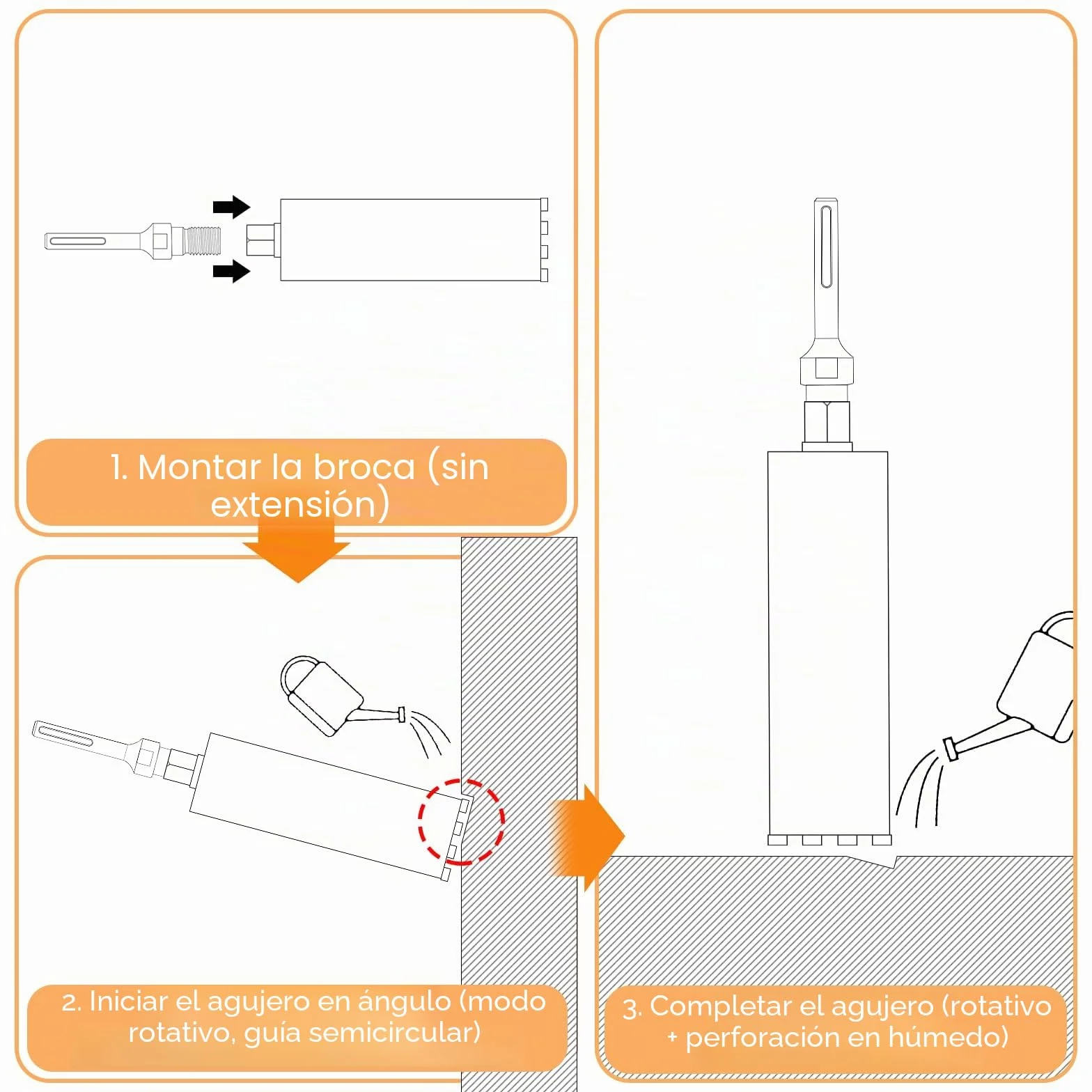 CPROSP - Corona de diamante para zanahoria (diámetro 68 mm, 1 ¼ de pulgada UNC con adaptador SDS PLUS, L 420 mm, para zanahorias en hormigón, hormigón armado, mampostería y piedra
