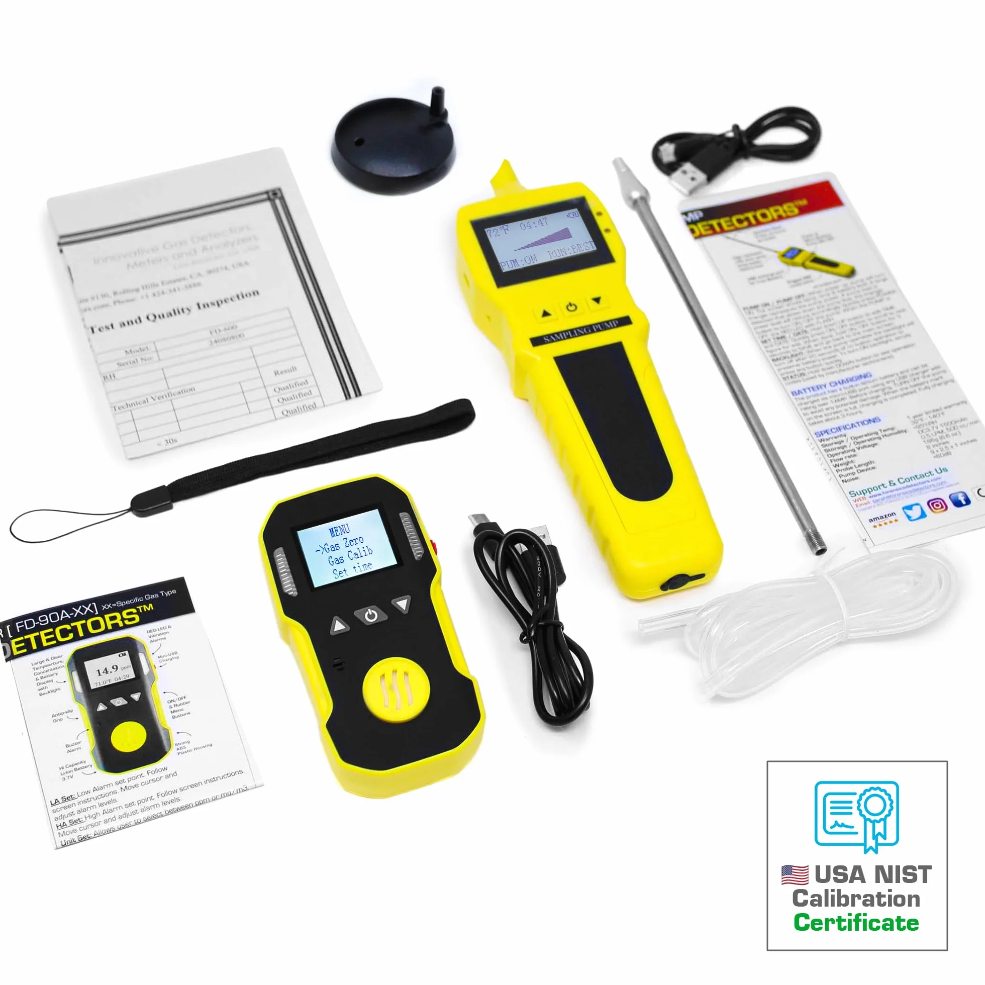 Detector de Oxígeno con Bomba | Certificado de Calibración UE/EE. UU. | Recarga USB | 0–30% O2