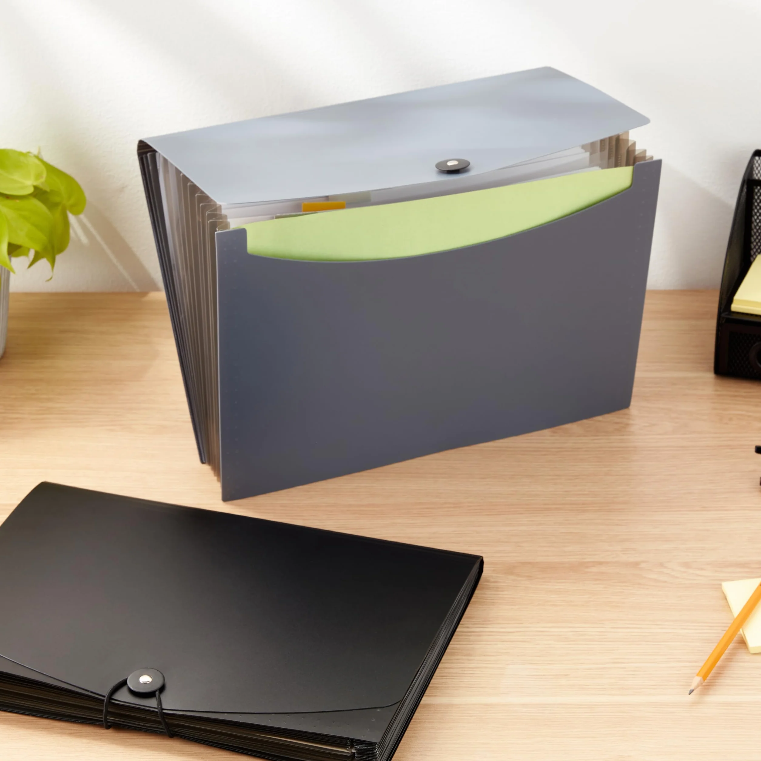 Amazon Basics Carpeta acordeón A4, Paquete de 2, Gris/Negro
