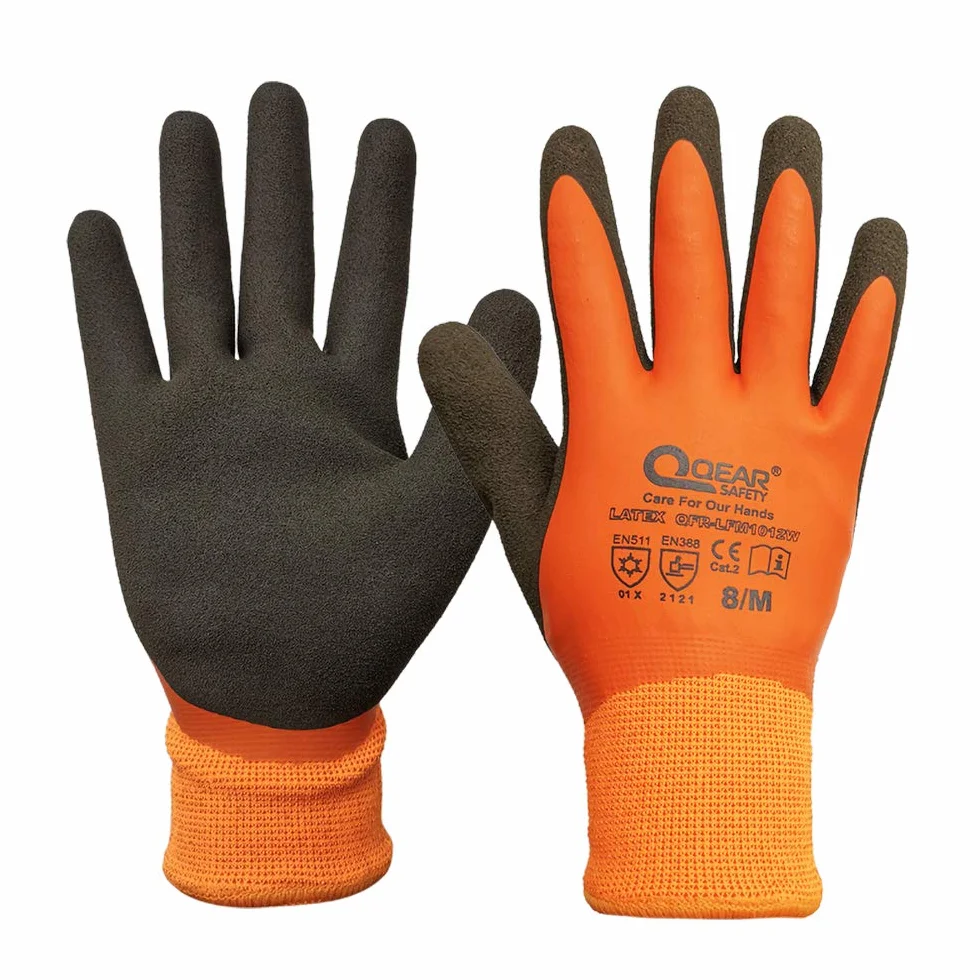 1 par de guantes de trabajo térmicos, guantes resistentes al frío y a prueba de agua, látex totalmente recubierto y palma arenosa (XXL)