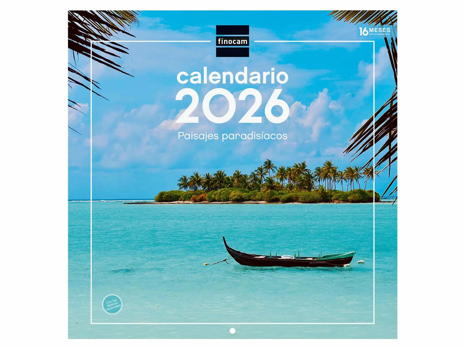 Finocam Calendario de pared 2026 30x30 cm Mes Vista Enero - Diciembre 2026 Paisajes paradisíacos Español