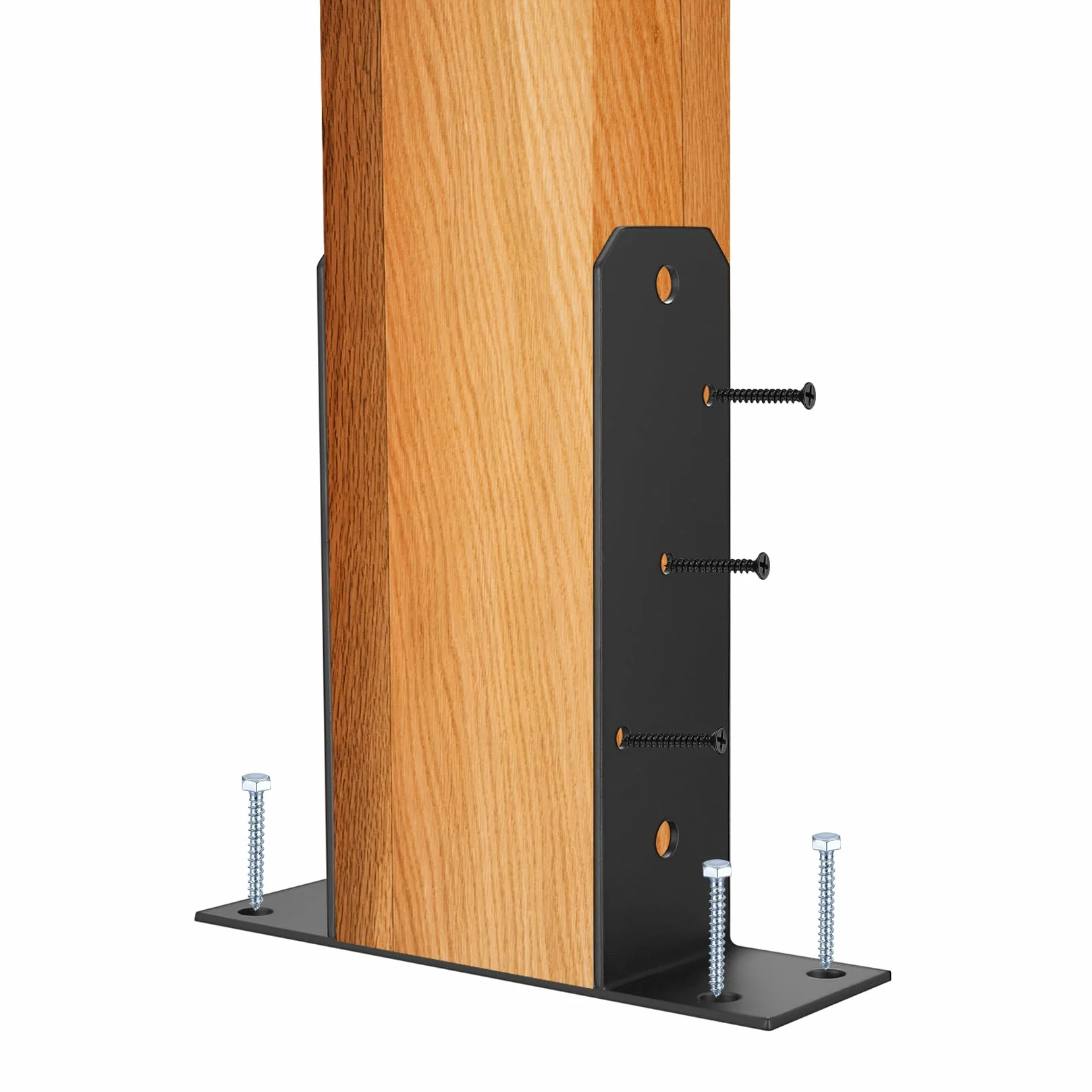 Soporte para Postes en U 90x90mm, Anclaje para Postes de Madera, Base Atornillable para Hormigón