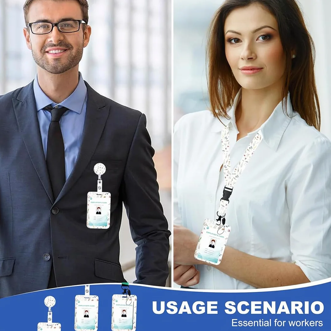 Lanyard con Tarjetero Colgante Retráctil Porta Tarjetas Identificativas para Oficina Enfermera Estudiante