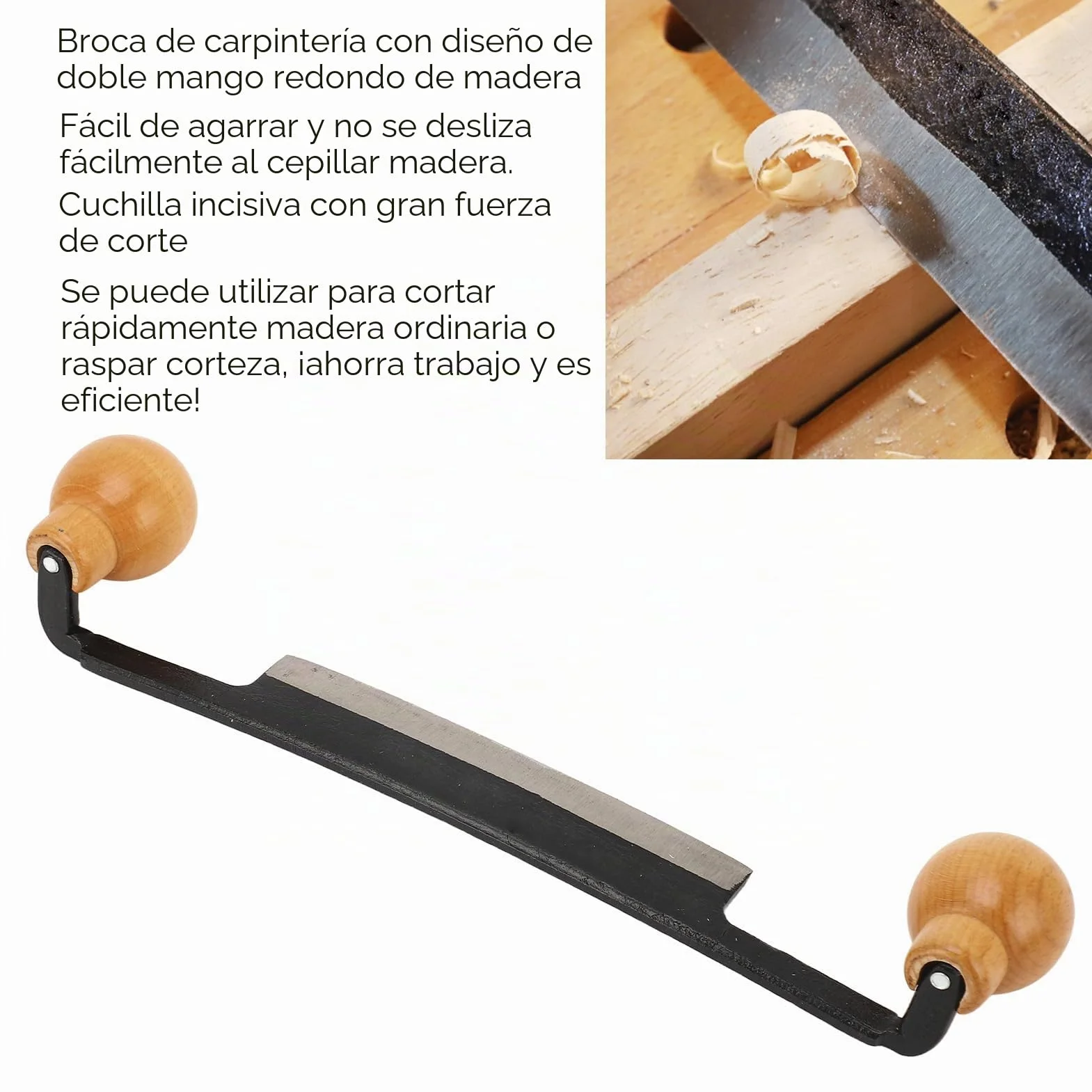 Cuchillo de Afeitado Profesional Doble Hoja Acero Tungsteno Herramienta Carpintería Corte Preciso Filo Recto Madera