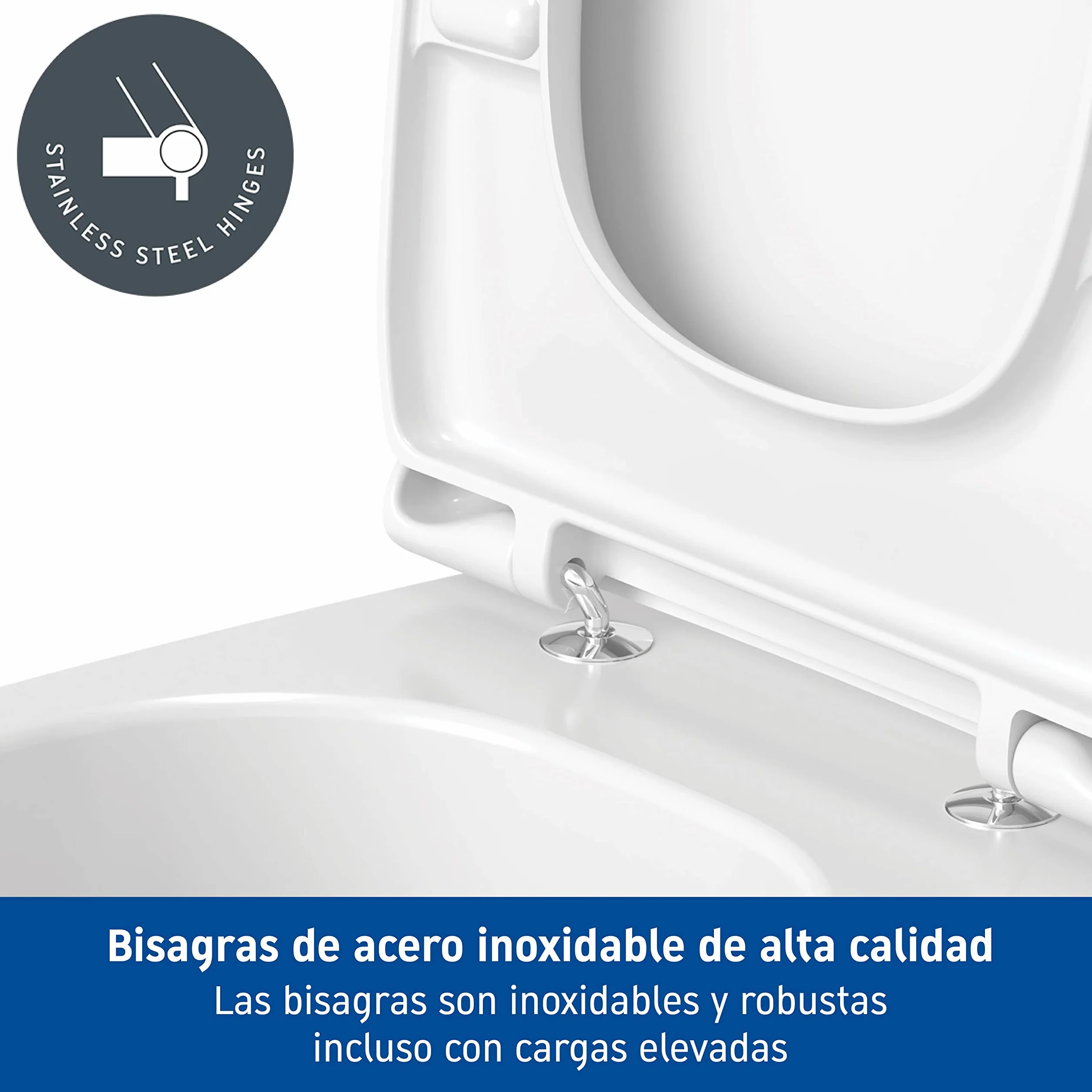 Duravit D-Code tapa WC, asiento de inodoro de urea duroplast, tapadera wc con bisagras de acero inoxidable, tapa de wc en forma de D, tapa de inodoro blanco