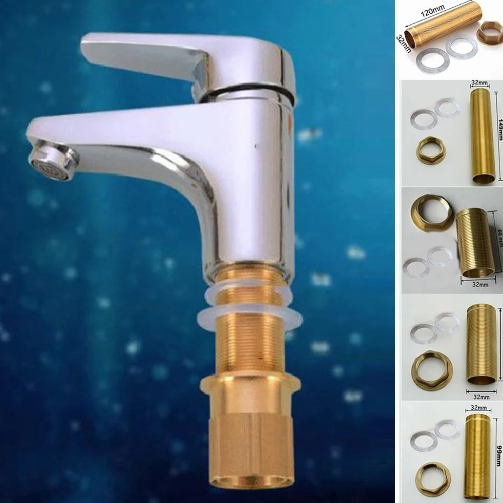 Piezas de reparación de grifo mezclador de lavabo de cocina, kit completo de reparación de grifo de lavabo de cocina con piezas de latón y silicona, adecuado para reparación de grifos (M32-150 mm)