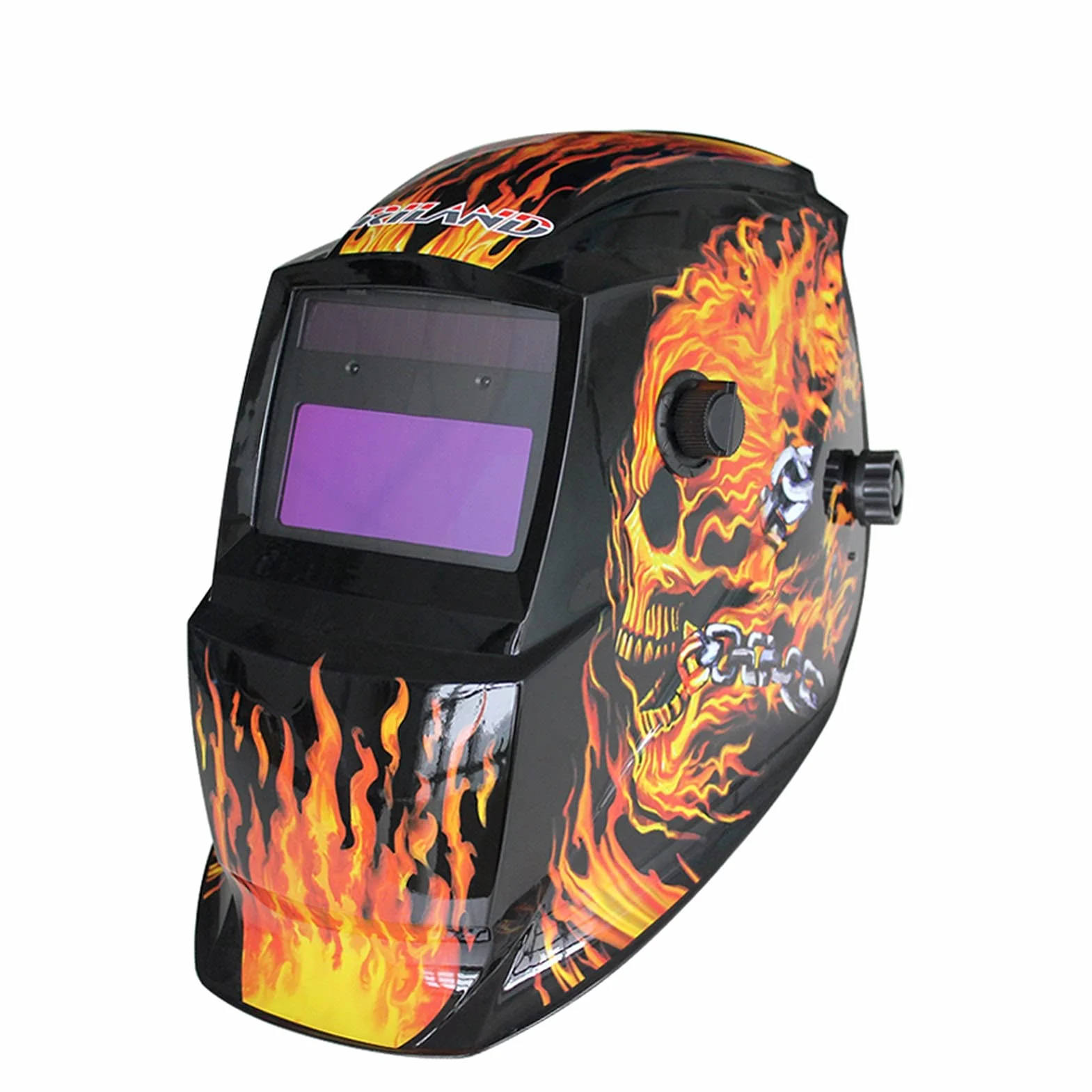 Soldador Cráneo solar auto oscureciendo el equipo de soldadura de la soldadura del águila de águila eléctrica TIG MIG MMA Máscara de soldadura eléctrica tapa de soldadura (Color : Fire Skull)