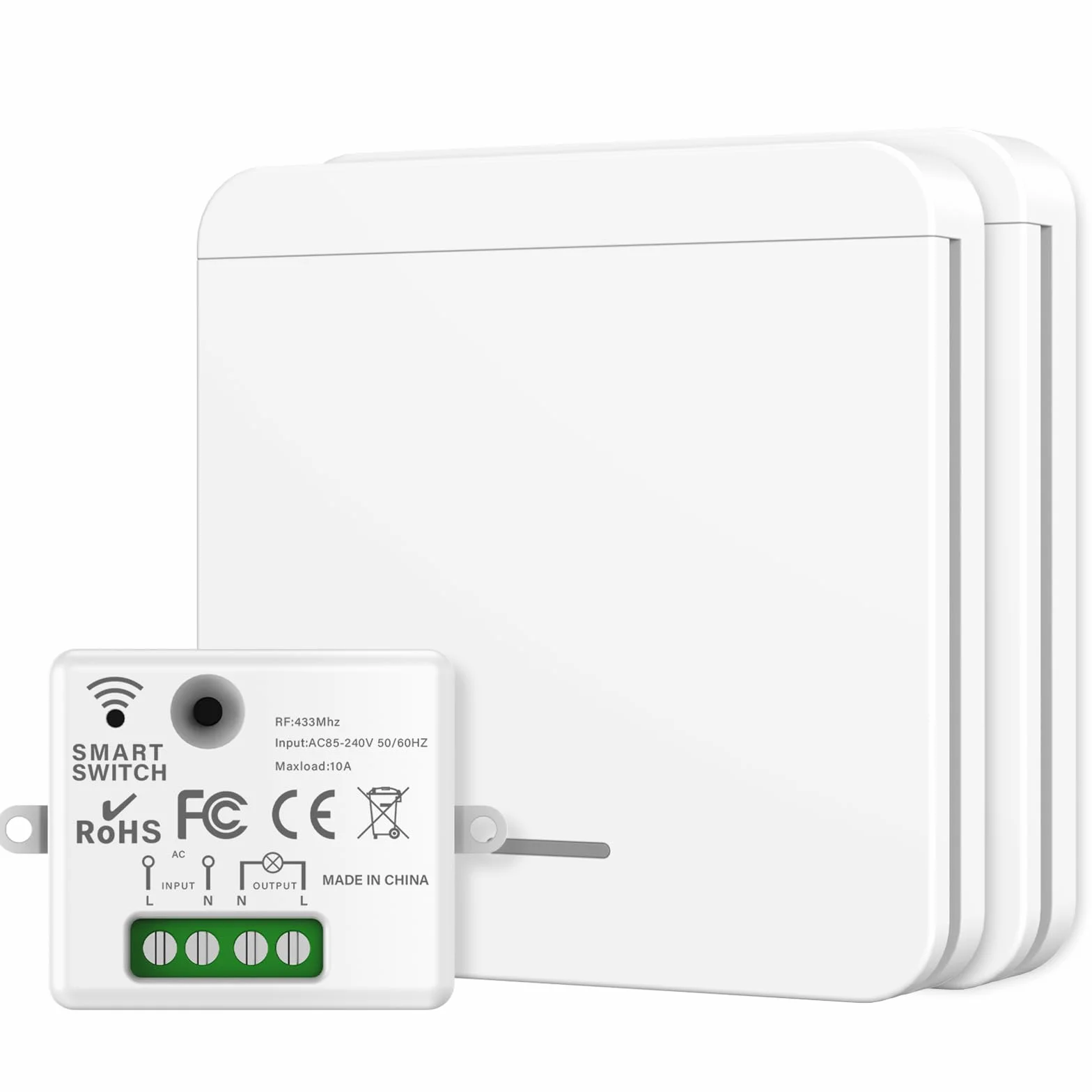 Interruptor inalambrico, 433Mhz 220V wireless light switch, interruptor con mando a distancia alcance de 30 metros,para lámparas de hasta 1500W (2 interruptor + 1 transmisor)