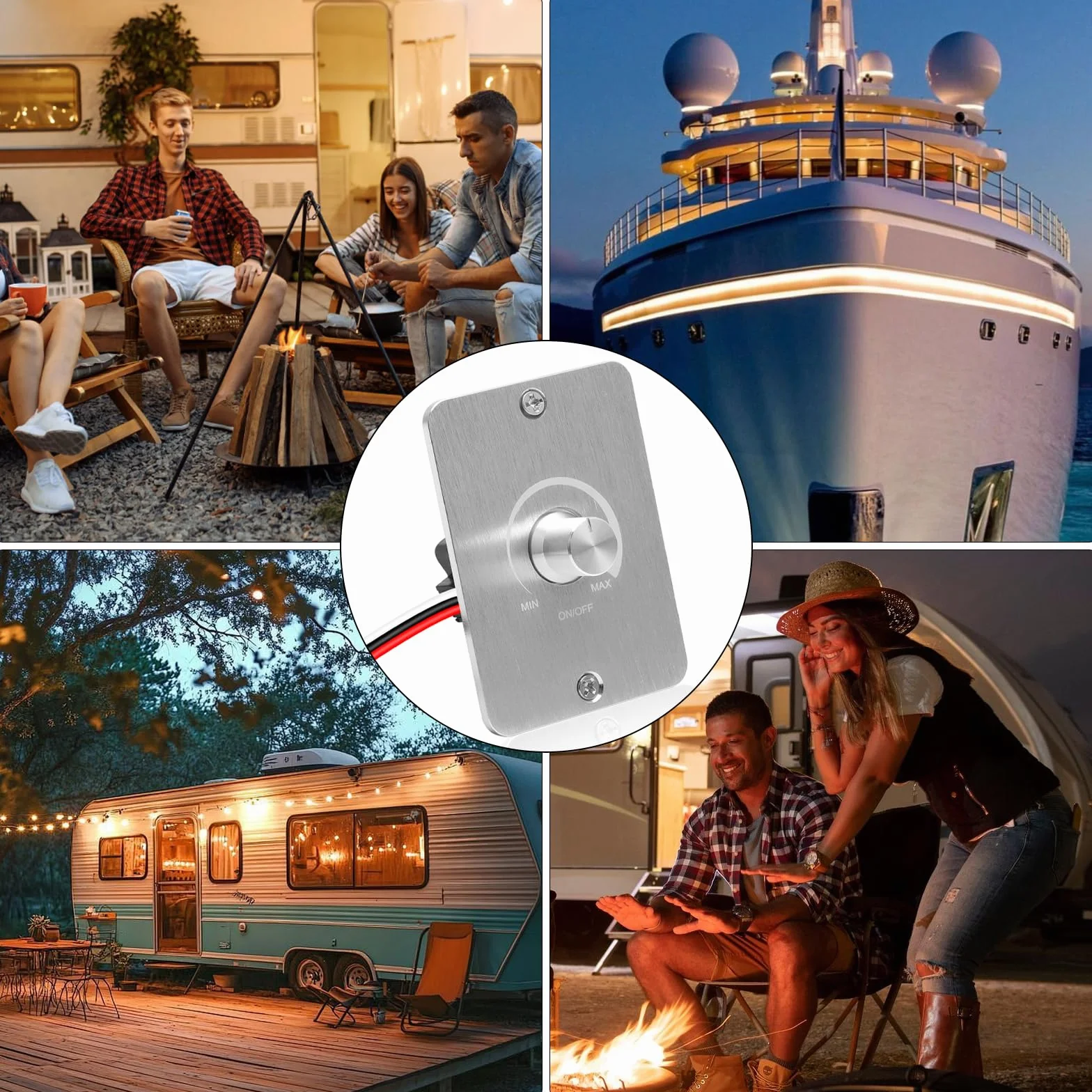 VOSSOT interruptor regulador de luz de 12 V para lámparas LED, regulador de luz de 12 V y 5 A para lámparas LED, sin parpadeos, regulable de forma continua – dimmer para iluminación de autocaravanas