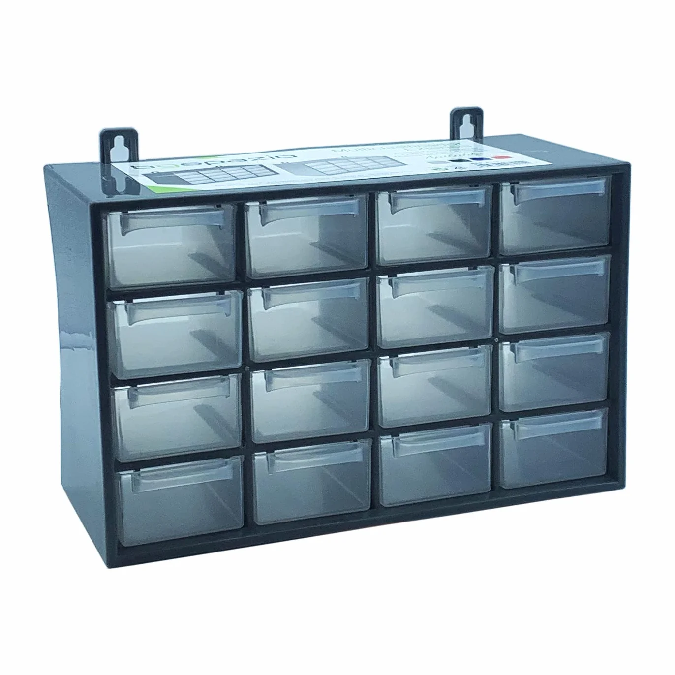 Clasificador Modular de Pared 16 Compartimentos Plástico 17x27x12 cm Negro
