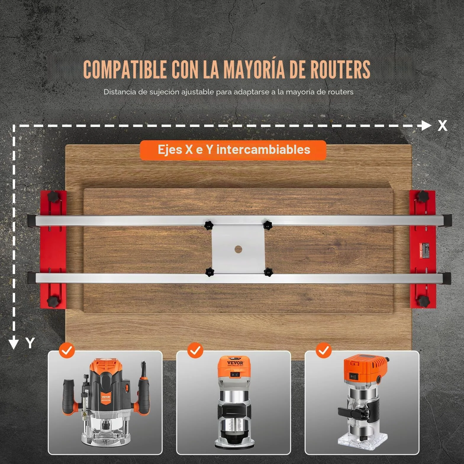 VEVOR Trineo Enrutador Plantilla Portátil para Aplanar Losas de 1625 mm Carpintería para Aplanar Losas Plantilla Guía de Losa Herramienta de Cepillado para Aplanar Madera Bricolaje