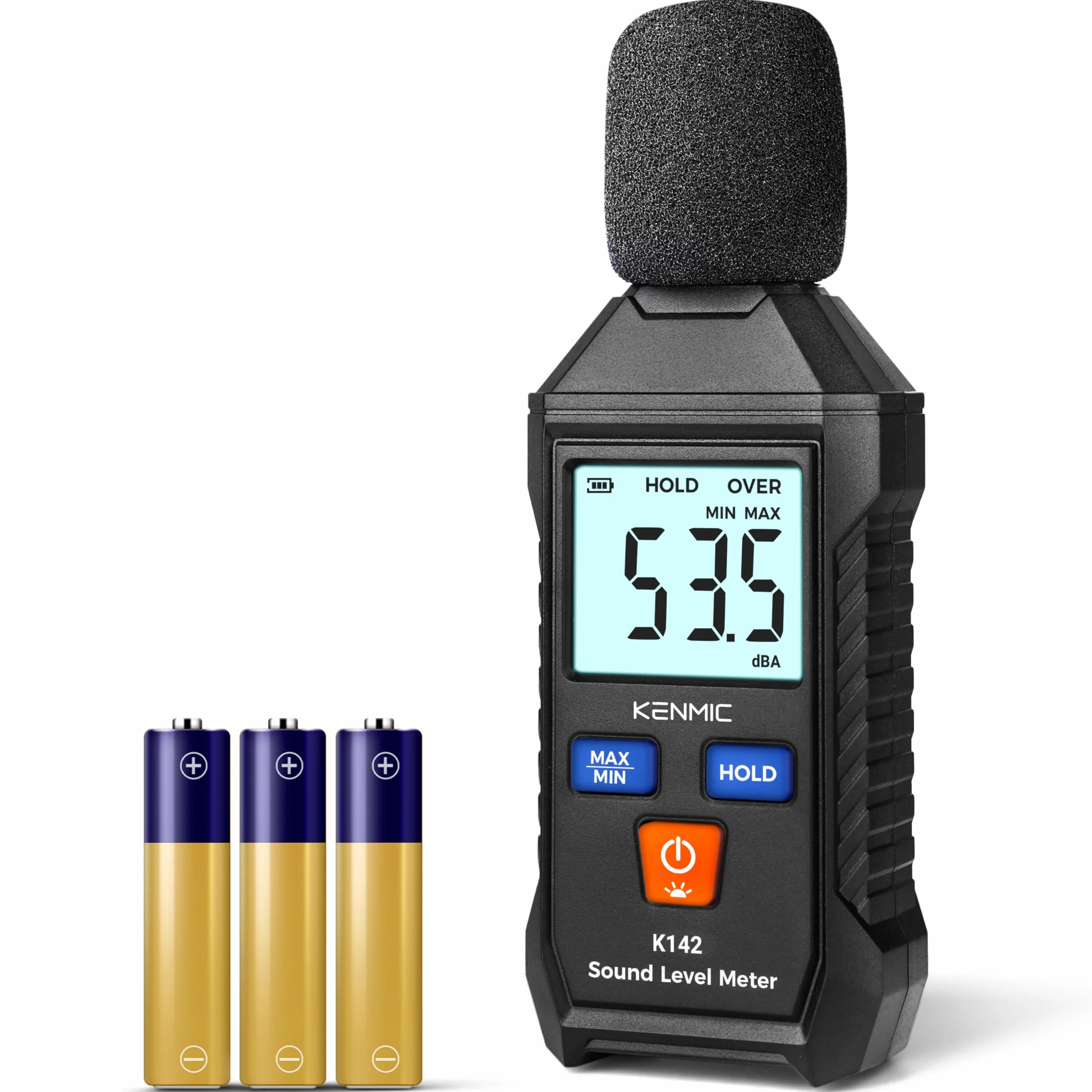 Medidor de decibelios portátil con pantalla LCD retroiluminada 35-130 dB(A), lectura dB digital