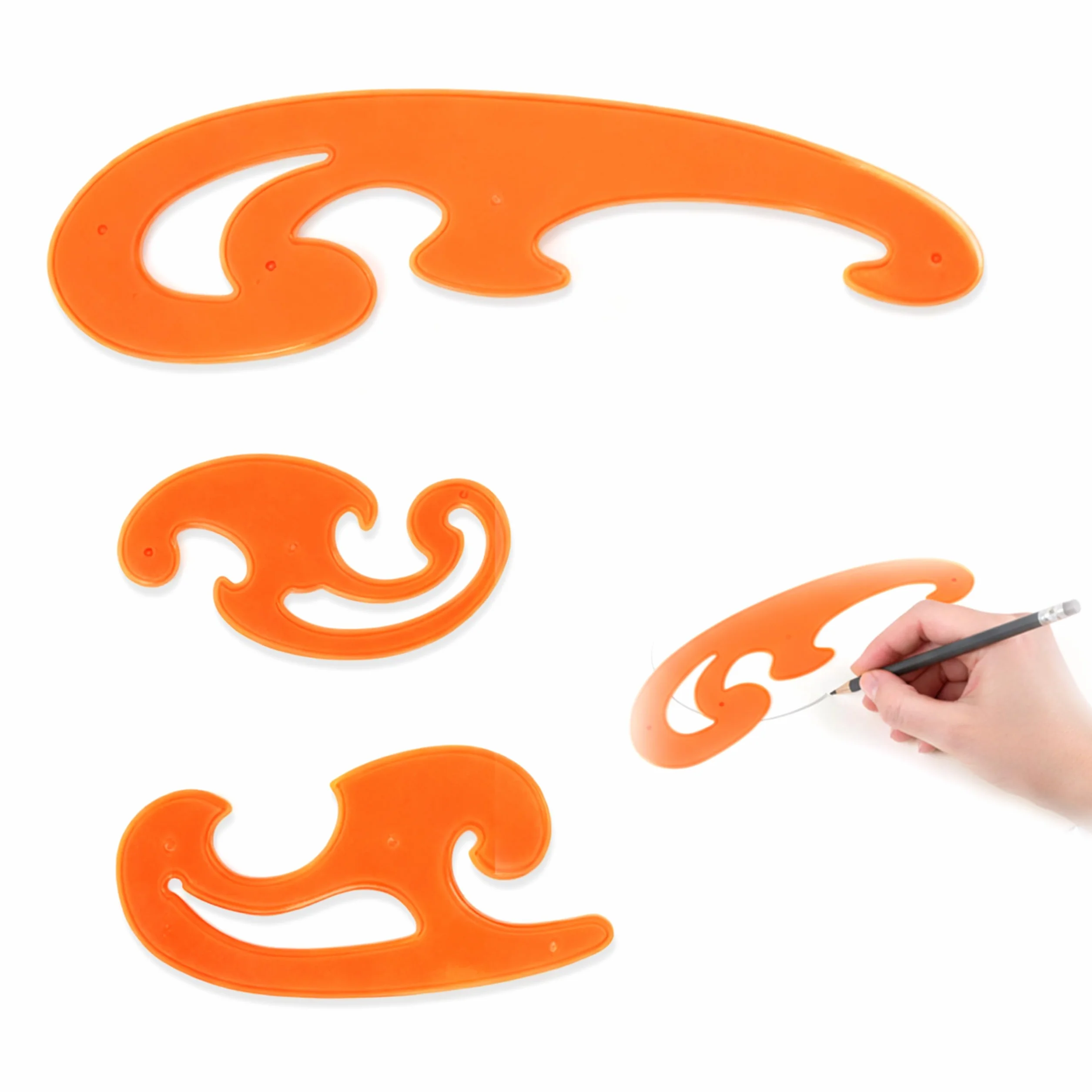 Set de Reglas Curvas para Dibujo Técnico, Resistentes a la Decoloración, Plantillas para Ropa