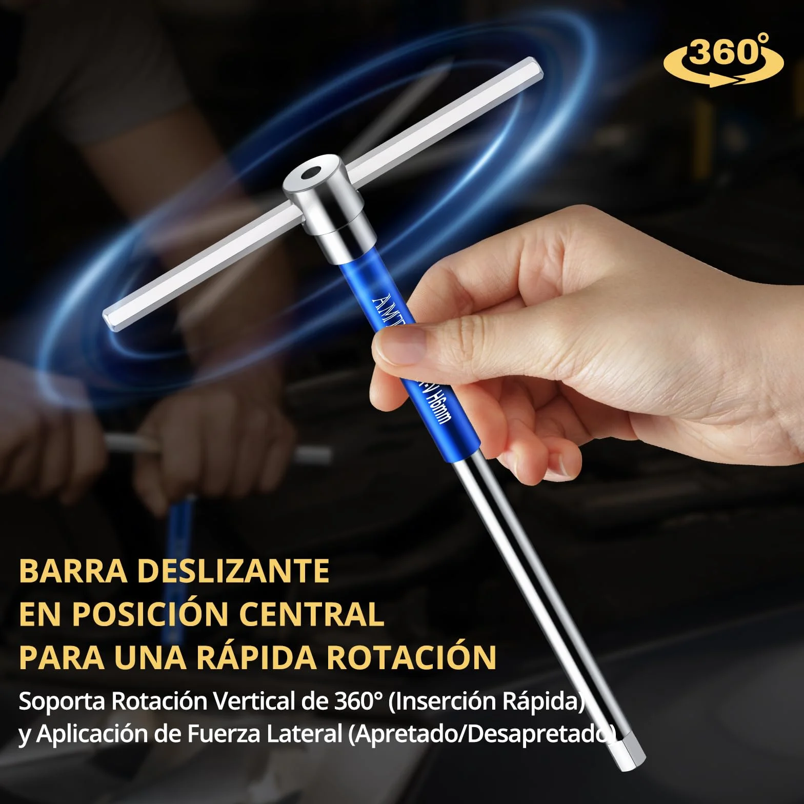 AMTOVL Juego de 10 Llaves Allen Hexagonales con Mango en T,Llaves Allen Métrica on Mango T 2mm-10mm para Mantenimiento de Vehículos,Juego de 10 Piezas con Caja de Almacenamiento