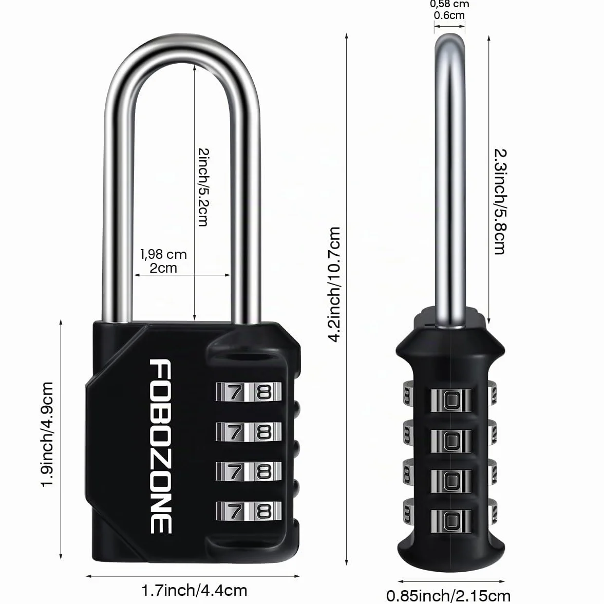 Candado de Combinación, Candado Taquilla Numérico 4 Dígitos Impermeable en Aleación de Zinc, Cerradura de Seguridad para Gimnasio, Escuela, Natación, Maleta, Caja de Herramientas y Uso Exterior