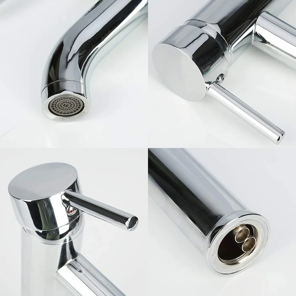 Grifo de Lavabo Durable Práctico, Grifo de Baño Monomando Alto, Válvula De Cerámica para el Fregadero, Mezclador de Agua Fría y Caliente, Metales de Cromado.