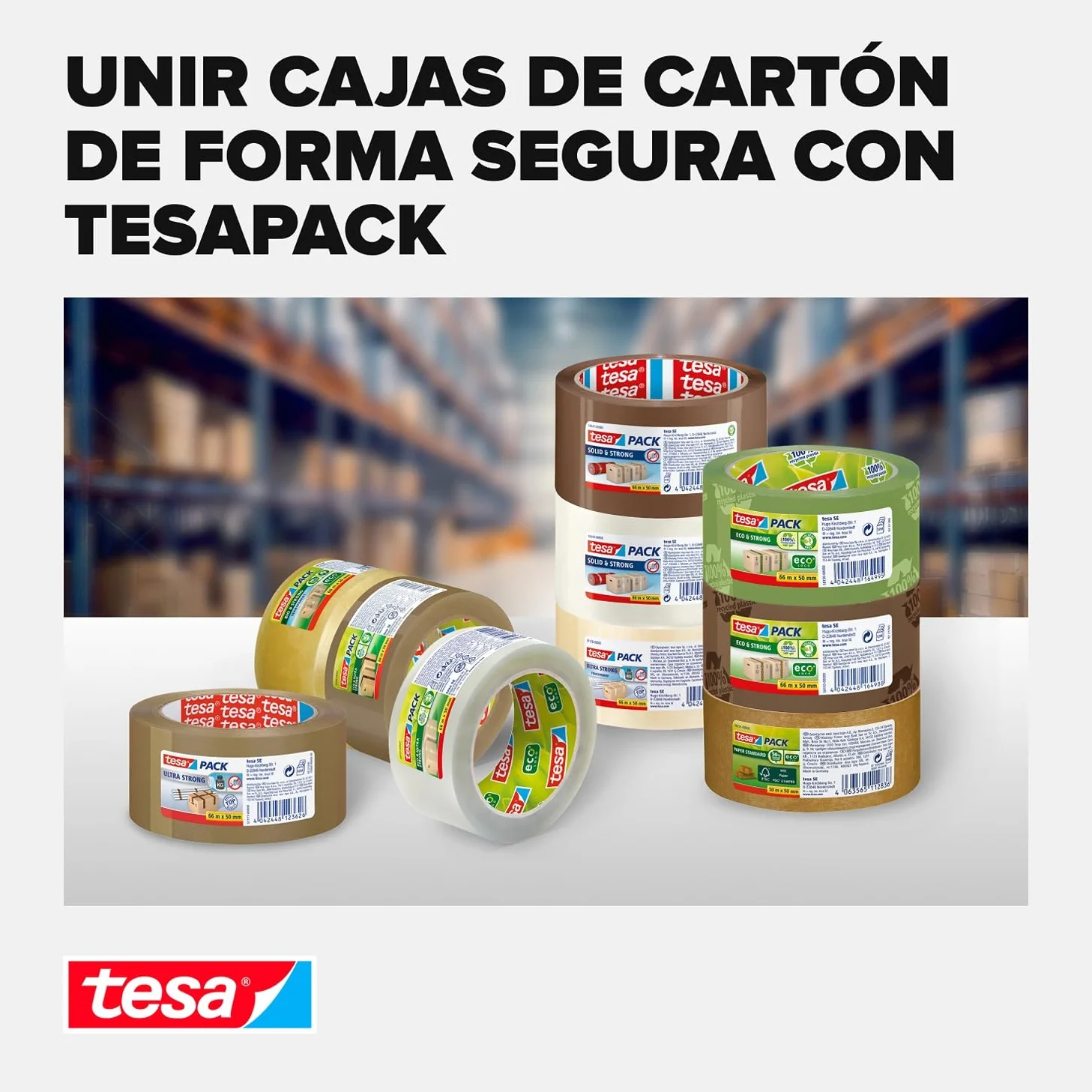 Tesa Pack Cinta Adhesiva Universal 66 m x 50 mm Paquete 6 Rollos Transparente
