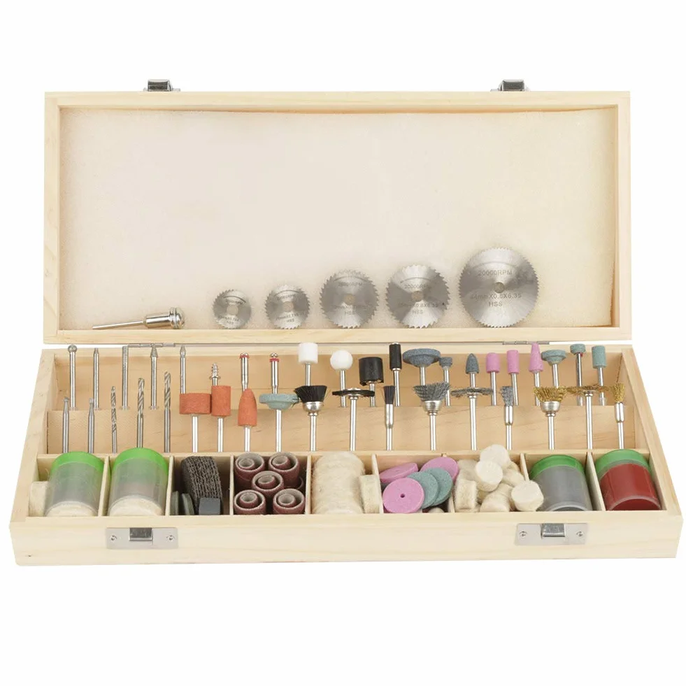 Juego de Accesorios de Herramientas Profesionales para Grabado, Perforación y Corte, Ideal para Proyectos de Bricolaje, Caja de Almacenamiento de Madera, 242 Uds.