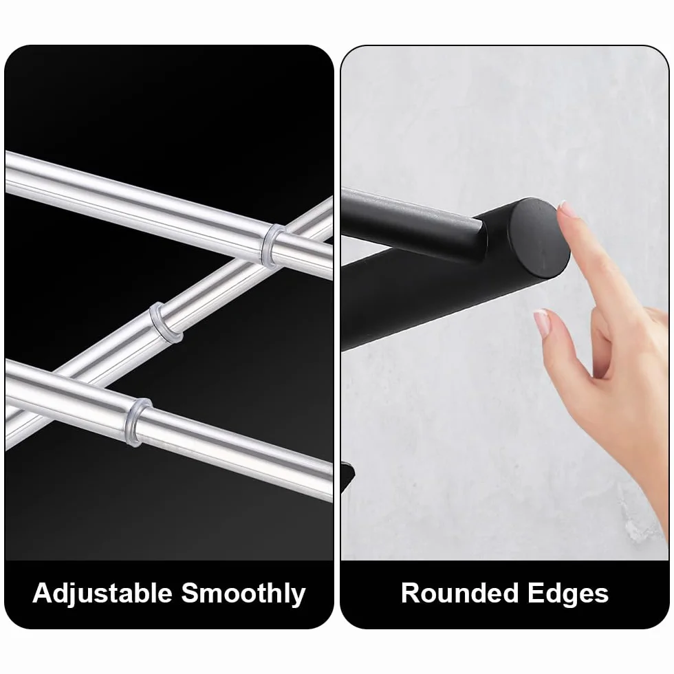 Toalleros Baño Inoxidable Toallero Ajustable 43-78CM Toalleros Pared Barra de Toallas para Cocina, Baño, Inodoro (3 Capas, Plata)