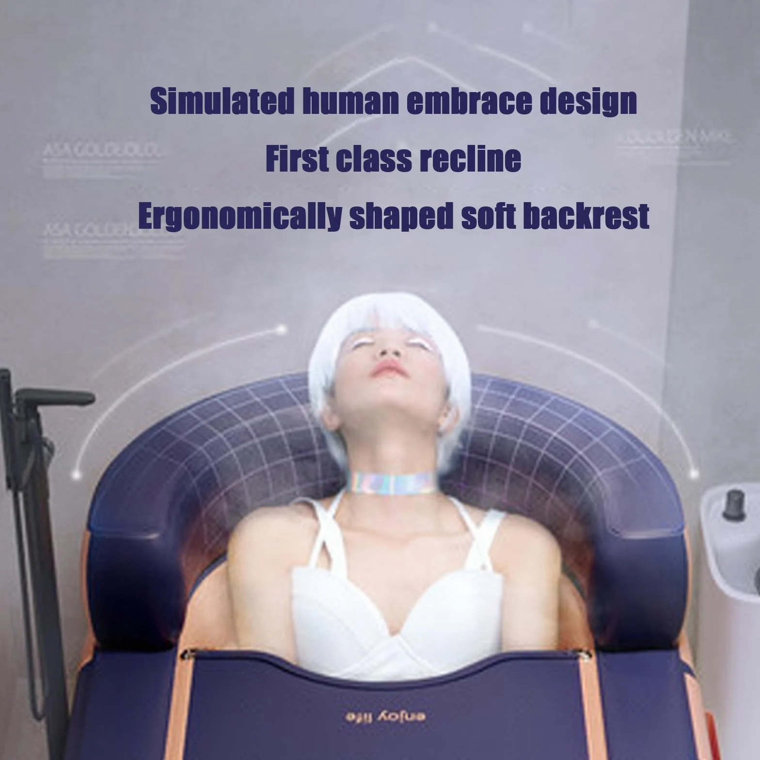Bañera hinchable con respaldo trasero, bañera inflable plegable para adultos, 6 capas de acolchado de algodón con sistema de drenaje inferior y lateral para spa en casa