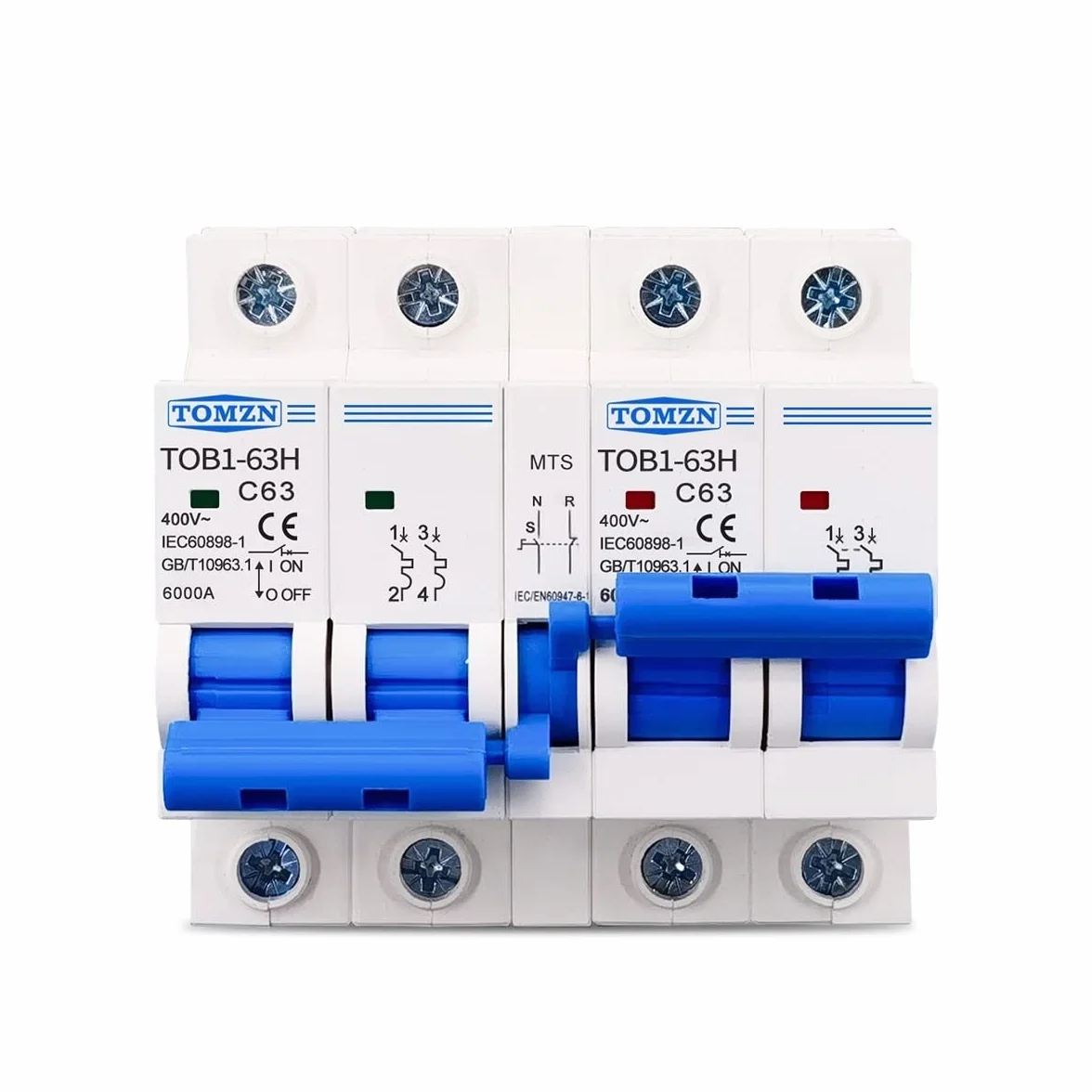2P + 2P MTS AC Interruptor de Transferencia de Transferencia Manual de Doble Potencia MCB 50HZ / 60HZ Disyuntores 689 (Size : 32A)