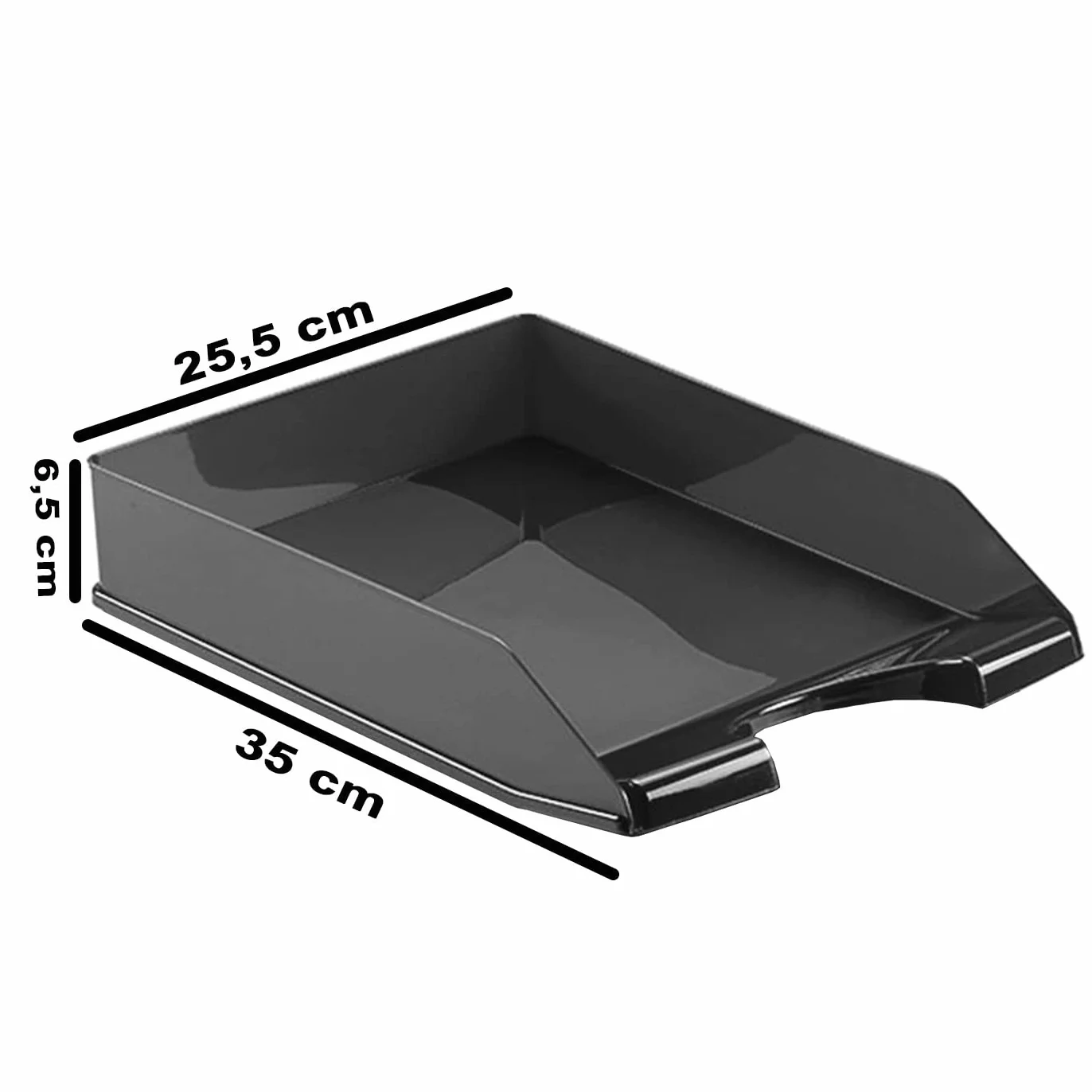 Pack de 5 Bandejas de Oficina Apilable Plástico Organizador Documentos A4 Negro 6,5 x 25,5 x 35 cm