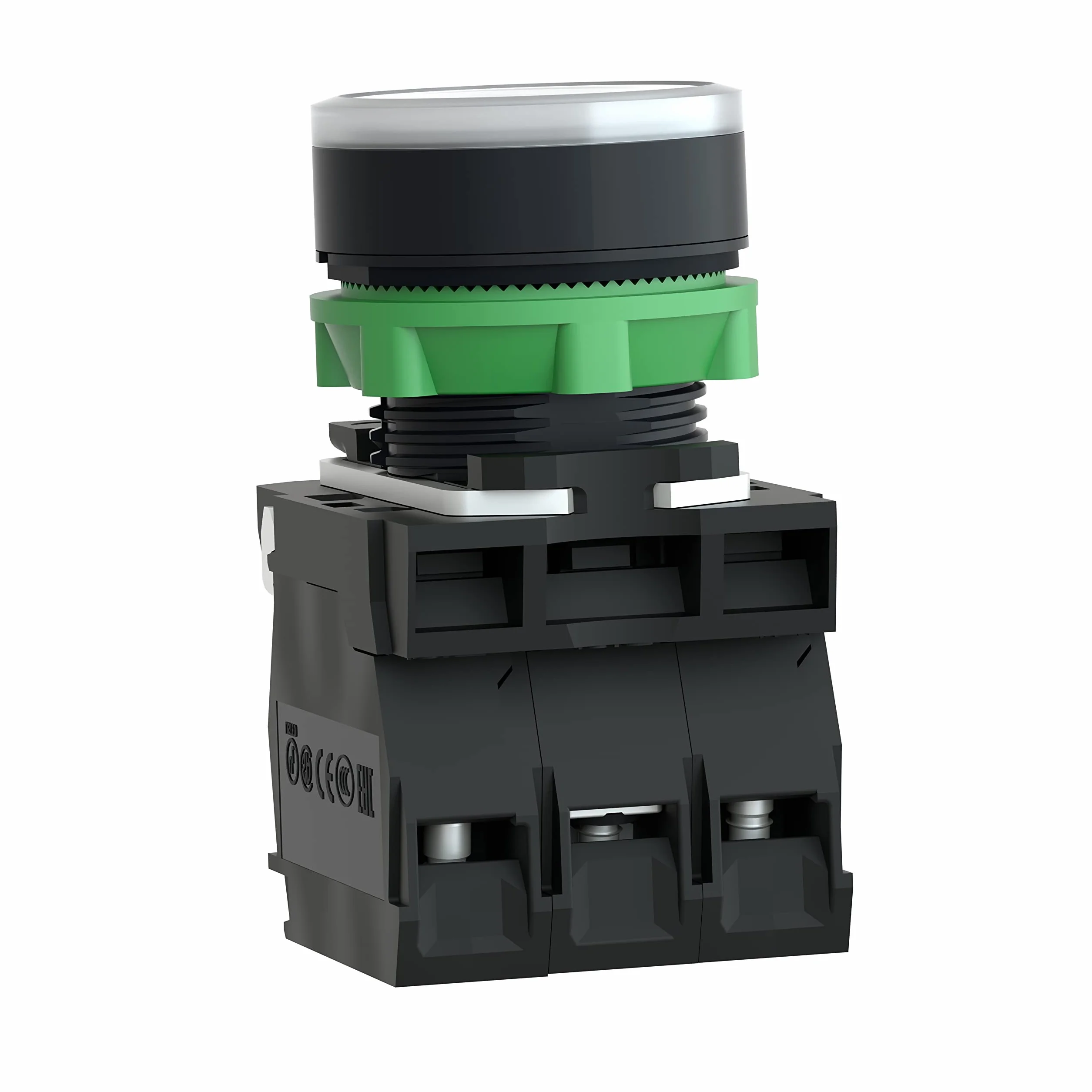 Schneider Electric XB5AW31M5 Pulsador Luminoso, 1NA+1NC, 220-240V, 22mm Ø, 57mm x 30mm x 42mm, Blanco