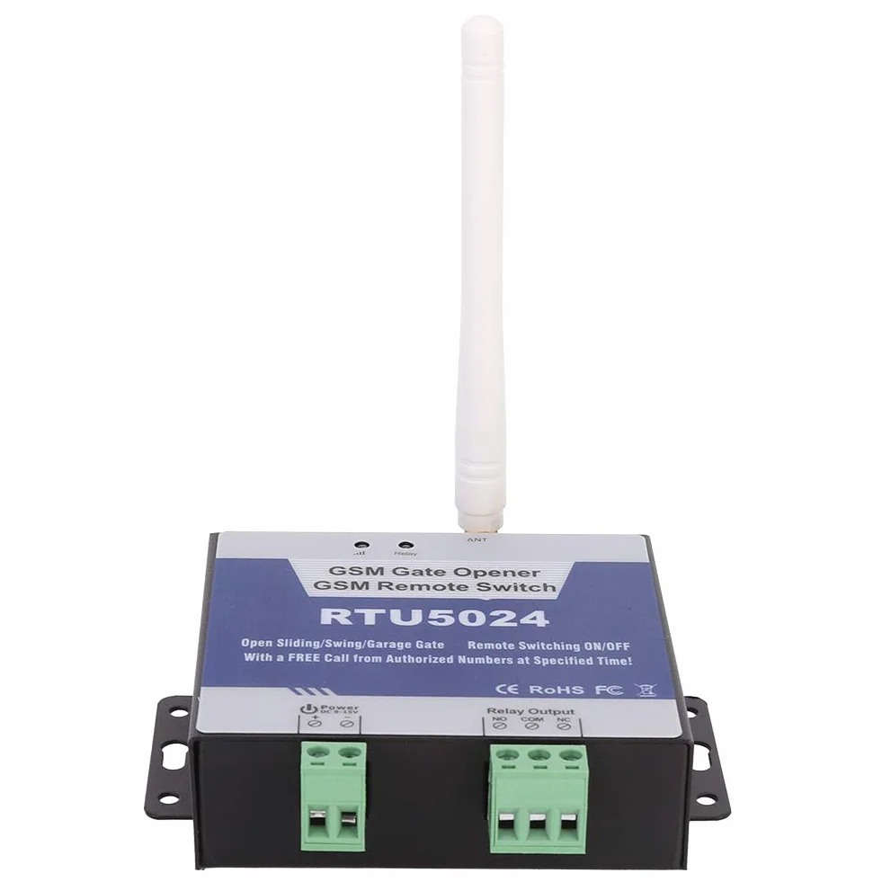 RTU5024 Actualización GSM Abridor Puerta GSM Abridor Puerta Garaje Control Remoto, Interruptor Apagado Llamada Gratuita SMS, DC 9‑24V Interruptor Relé Control Remoto Inalámbrico