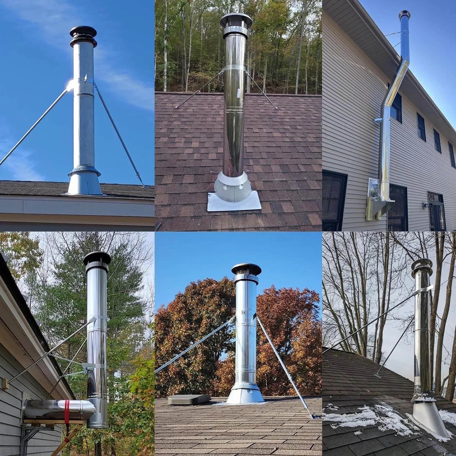 Soporte de tubo de chimenea for estabilidad contra el viento, soporte de pared universal extendido for estufas de leña en lofts o cabañas de troncos(Hoop Dia 10"(250mm))