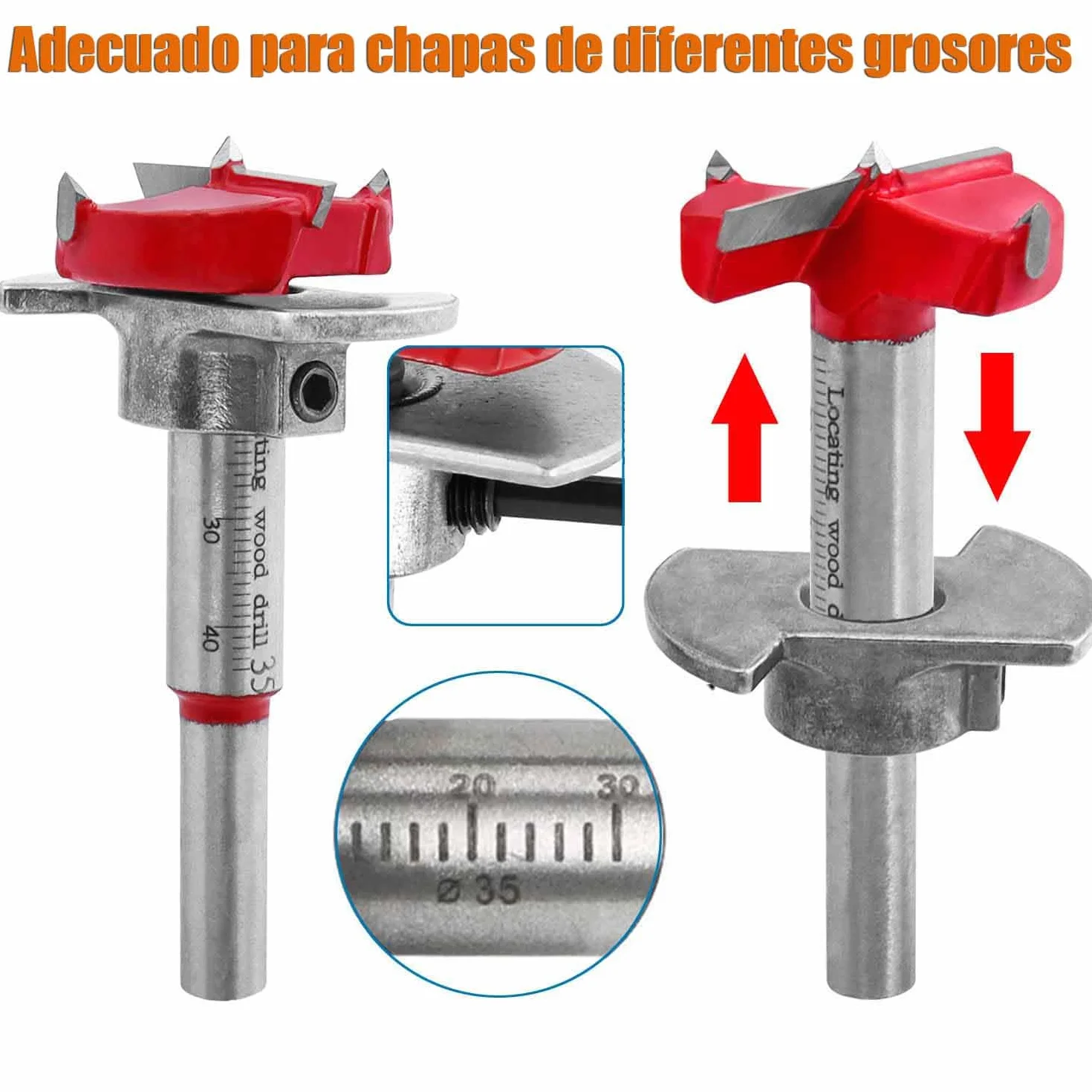 Treki Guía de Broca de Perforación de Bisagra 35mm Brocas de Plantilla de Bisagra Forstner para Bisagras de Gabinete Placas de Montaje Carpintería Bricolaje Muebles de Ventana