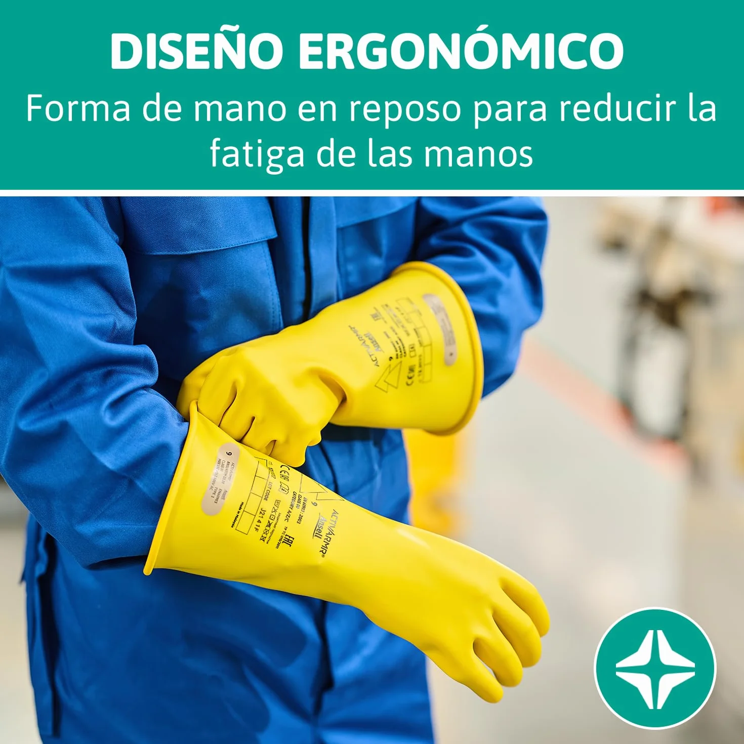 Ansell ActivArmr Guantes Aislantes Dieléctricos, Protección Eléctrica Class 0 (Tensión 1000V), Trabajos con Electricidad, Látex de Caucho Natural, 28cm, Amarillo, Talla XL (1 Par)