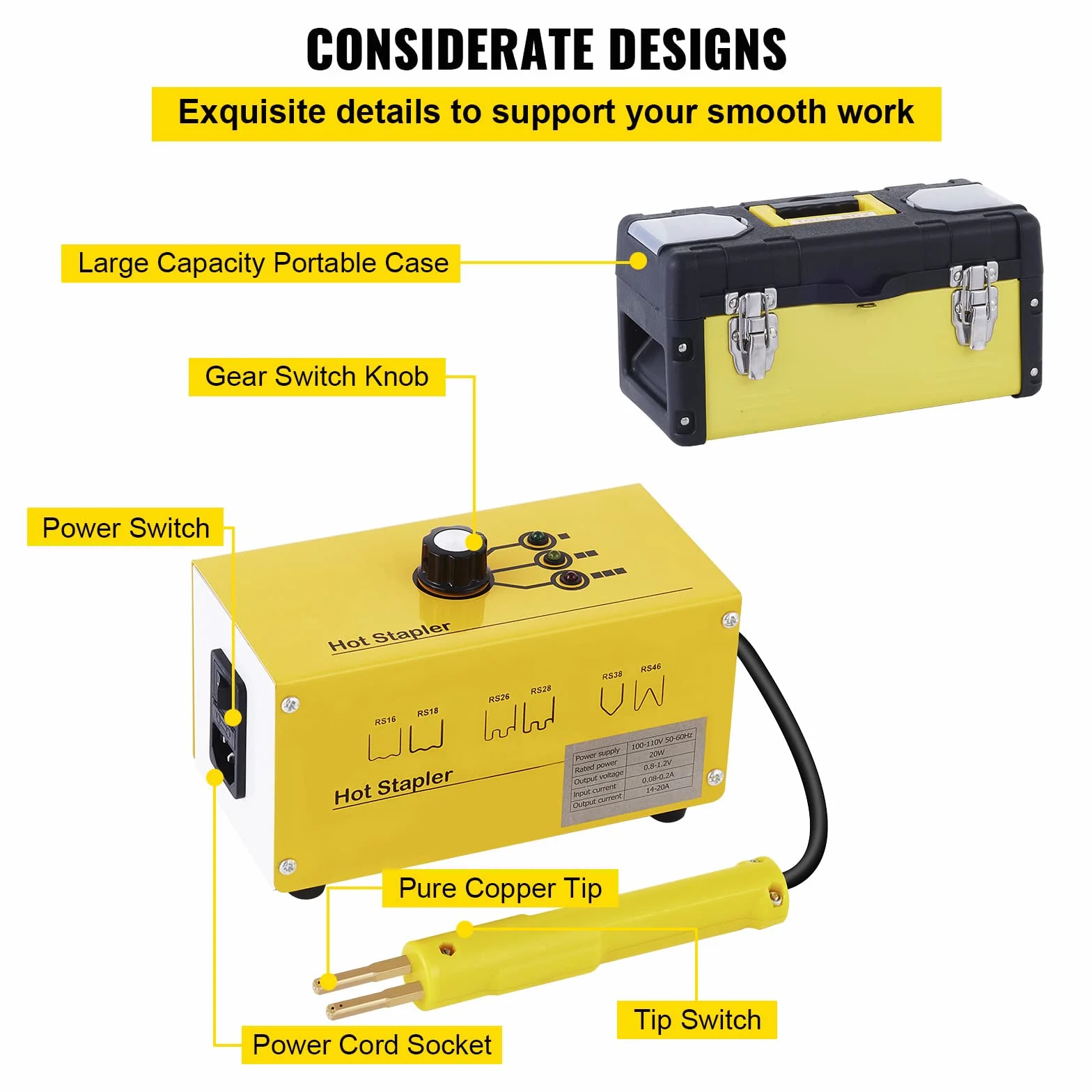 Kit de soldadura de plástico de 230 V para reparación de parachoques de coche, grapadora caliente con 600 grapas