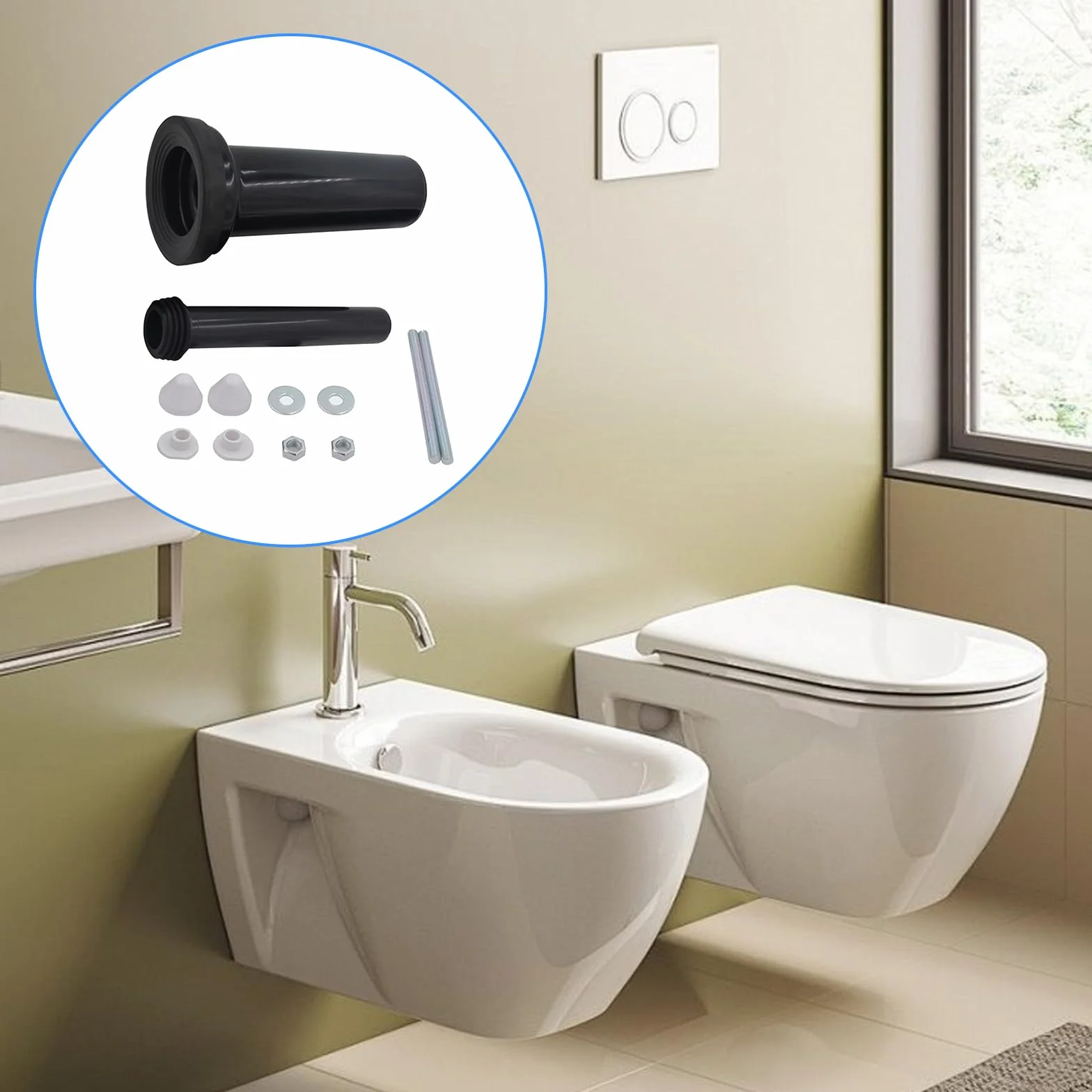 Juego De ConexióN Para Inodoro De Pared, Juego De Conexión Para Inodoro De 300 Mm Con Tubo De Descarga Tapas Para Tubo De Desagüe Junta Material De Fijación Juego De Montaje Para Inodoro De Pared