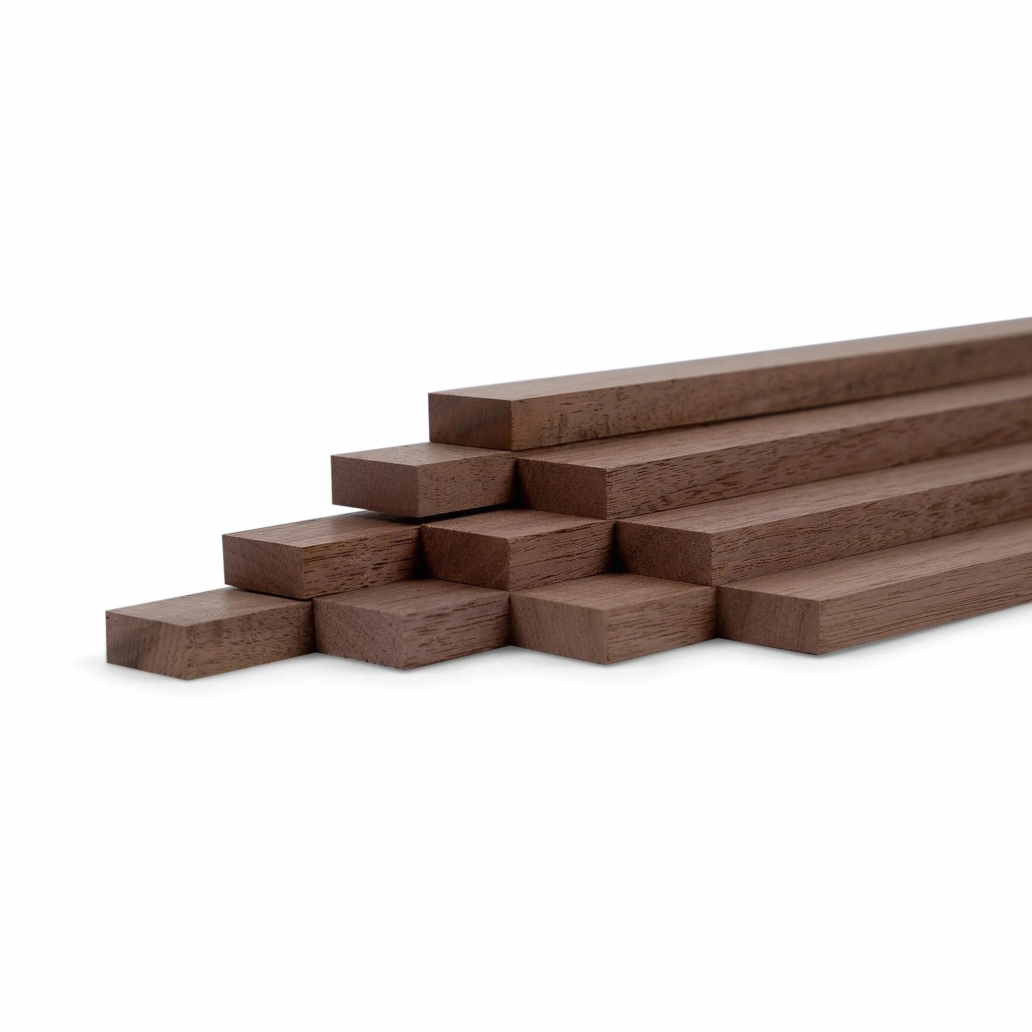 Juego de 10 listones de madera de nogal cepillado, 500 × 25 × 8 mm, listones de madera maciza natural y listos para pegar, para construcción de muebles y construcción de interiores