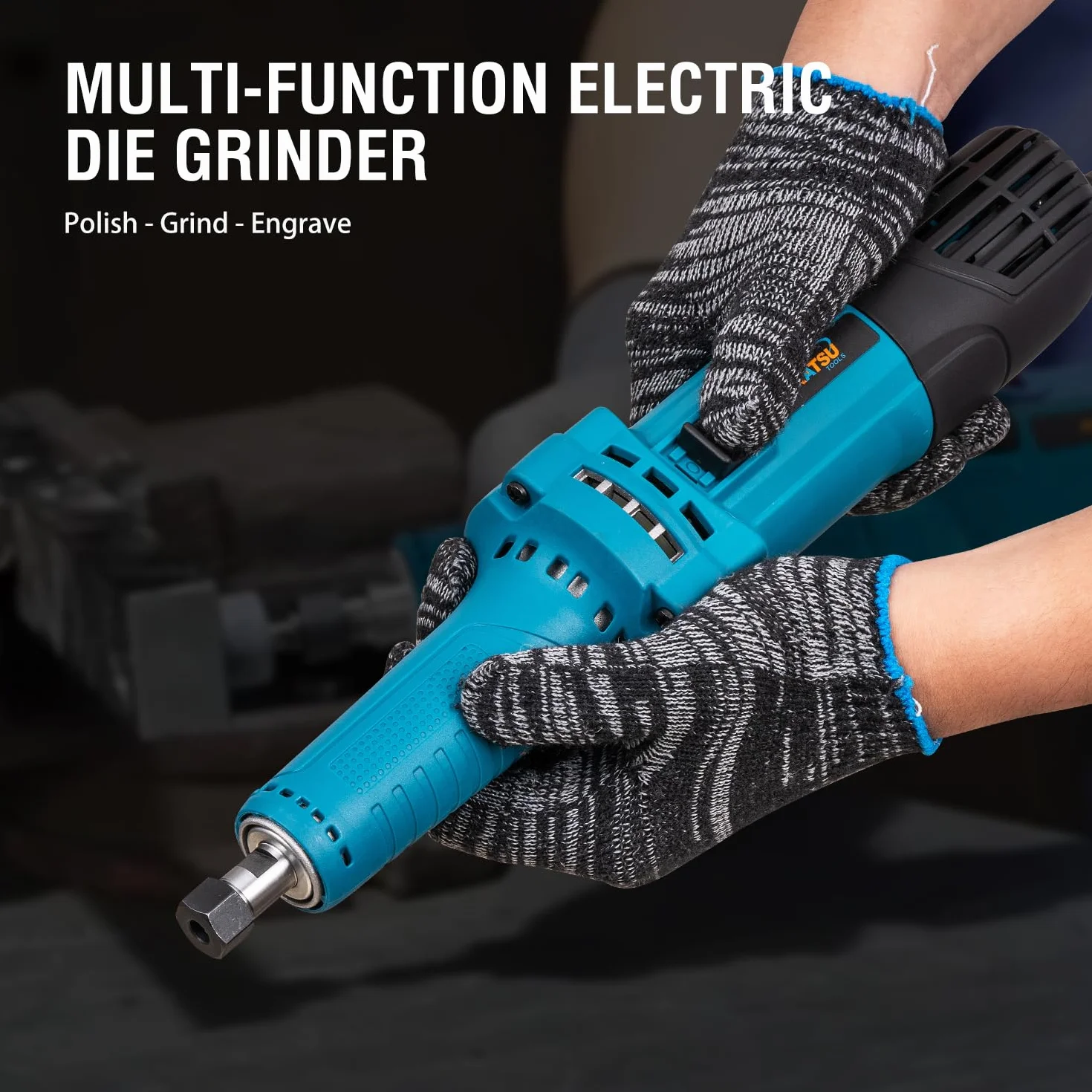 KATSU Tools Amoladora troqueladora, amoladora recta eléctrica profesional de 710 W, herramienta rotativa con portabrocas de 6 mm y 6,35 mm para pulir, pulir, grabar y tallar