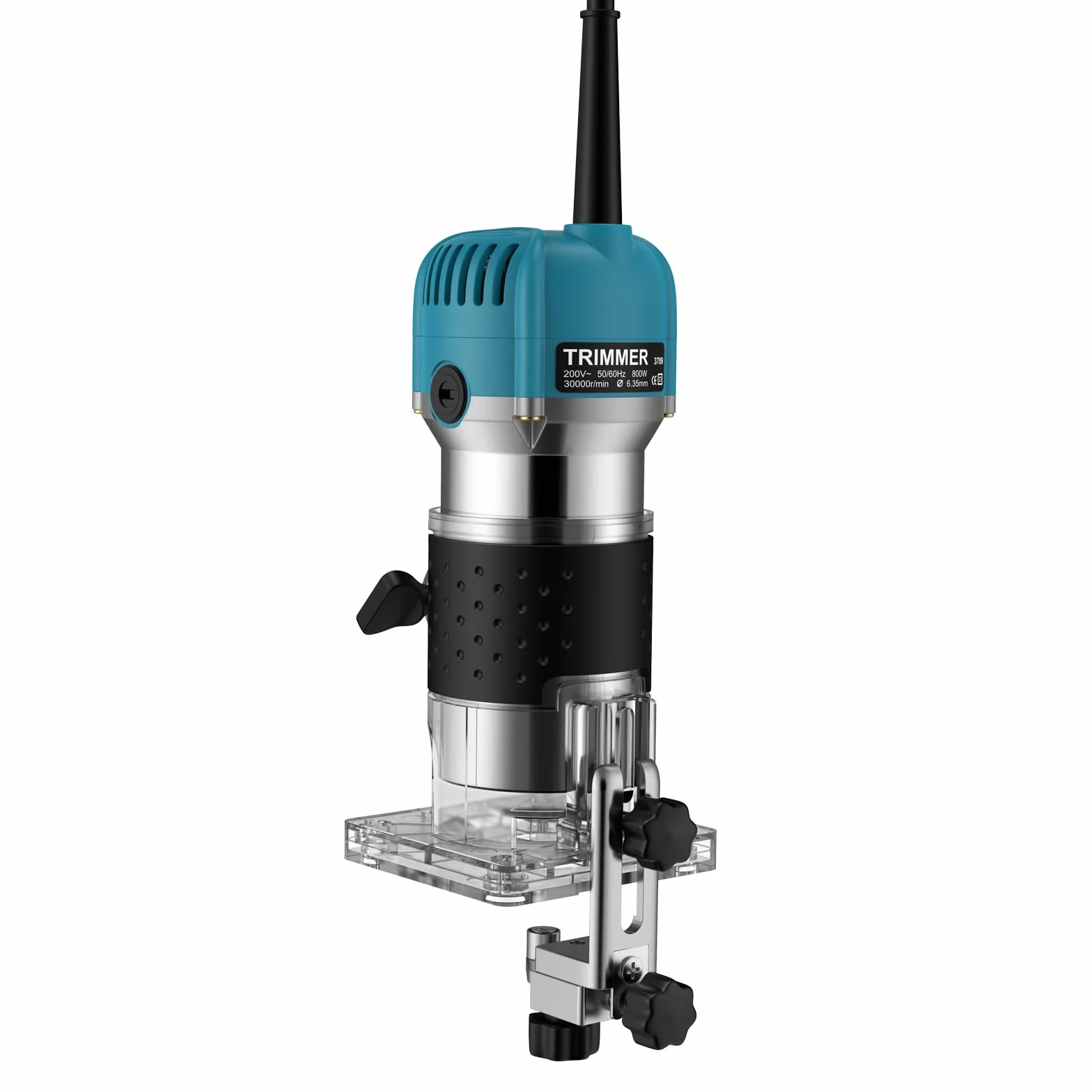 JiGiU Fresadora de Madera 800W Rebajadora Eléctrica 6.35mm(1/4 pulgada) 30000r/min con Función de Control de Velocidad para Ranurado Rectificadora con 15piezas Fresas