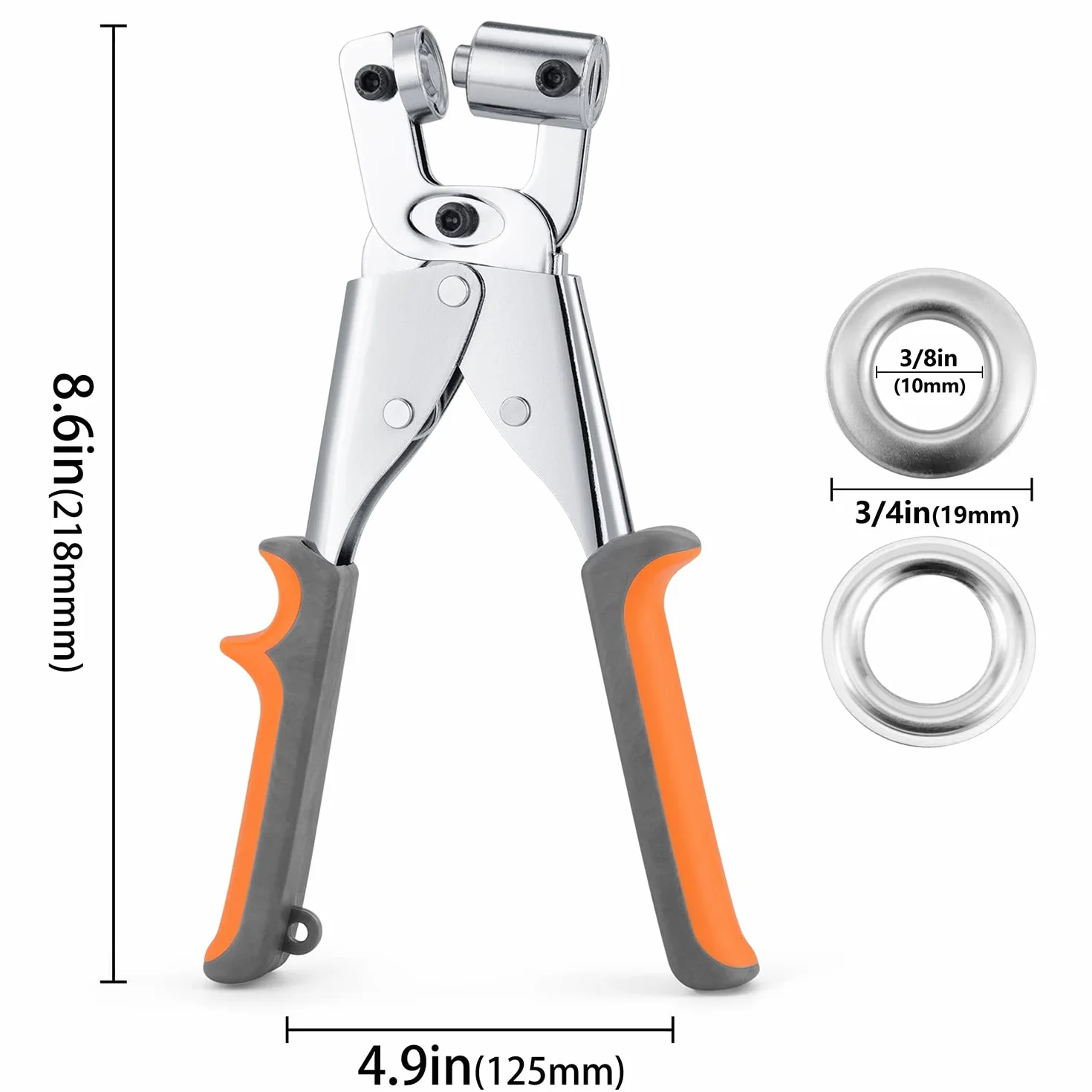 Ecraft Kit de herramientas de alicates para ojales: ojal de 3/8 pulgadas (10 mm) con 500 ojales plateados, kit de alicates perforadores de mano, juego de alicates perforadores de ojales, máquina para