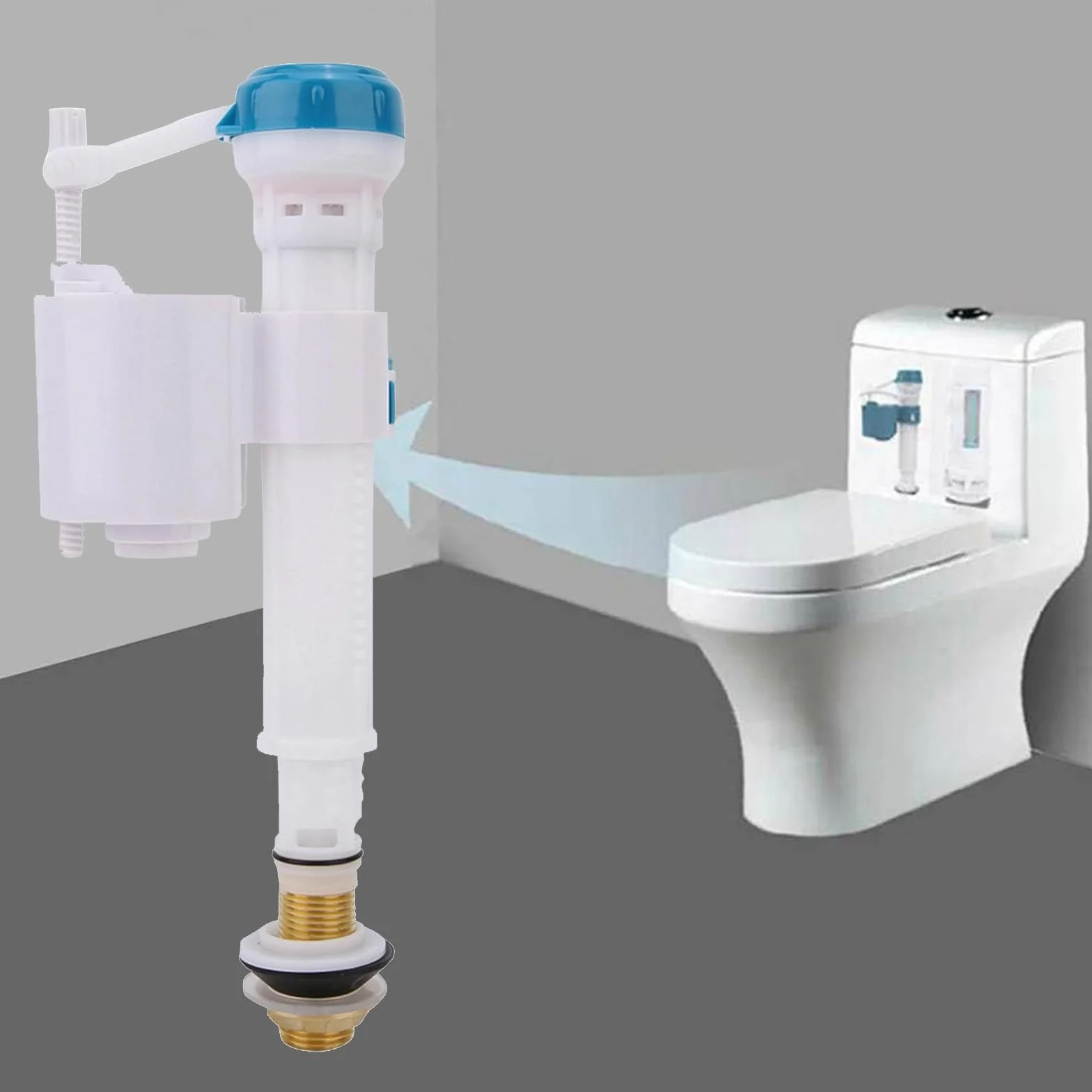 Boya Cisterna,Cisterna WC Universal,Cisterna Wc,Válvula De Flotador,Bolla Cisterna Wc, Válvula de llenado de cisterna de inodoro,ABS Válvula de llenado con Botón Pulsador(G1/2)