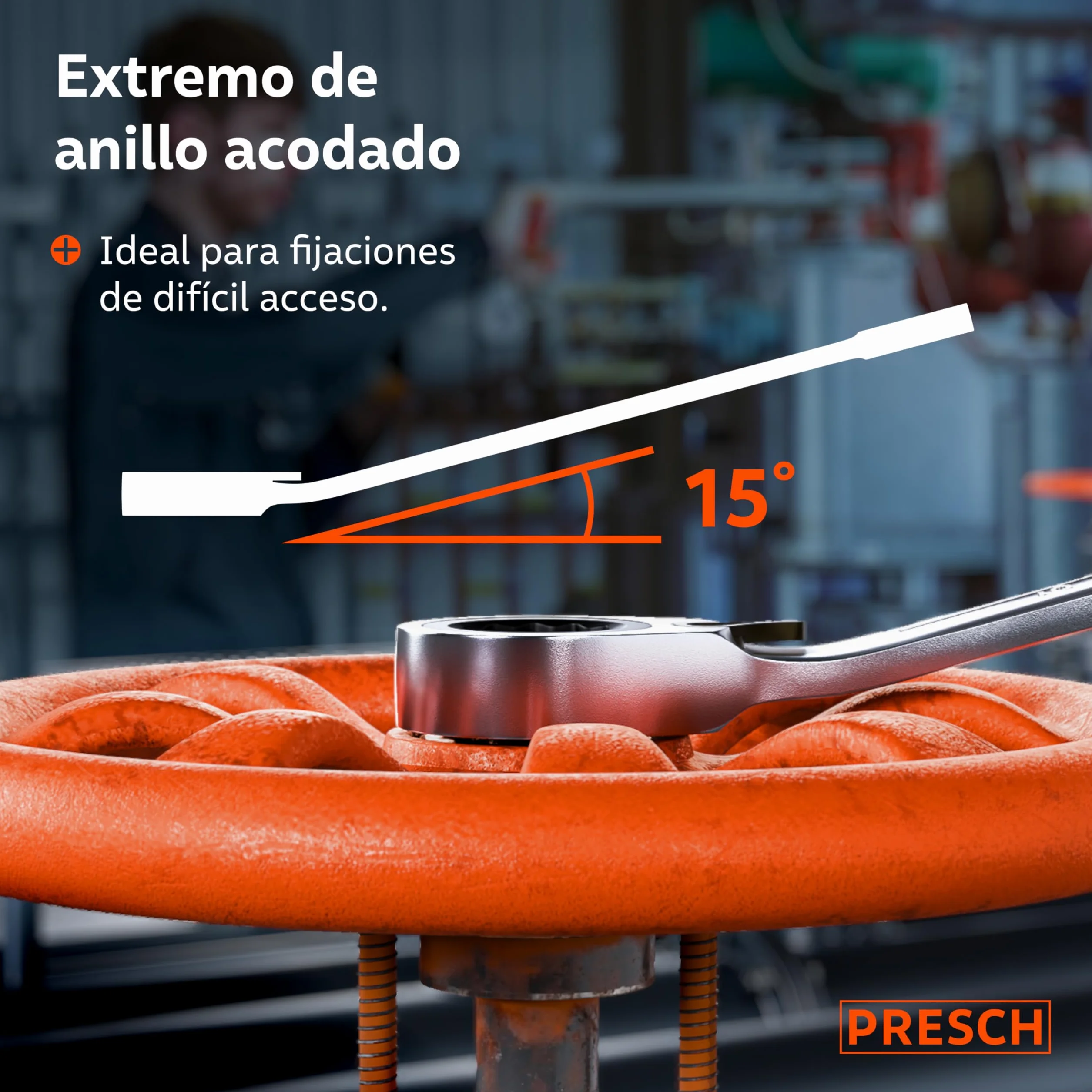 PRESCH Llaves fijas con carraca reversibles 5 uds (8, 10, 13, 17, 19mm) con bolsa - Ángulo de retorno mínimo (4°, 90 dientes) - Juego llaves carraca duraderas fabricados con precisión