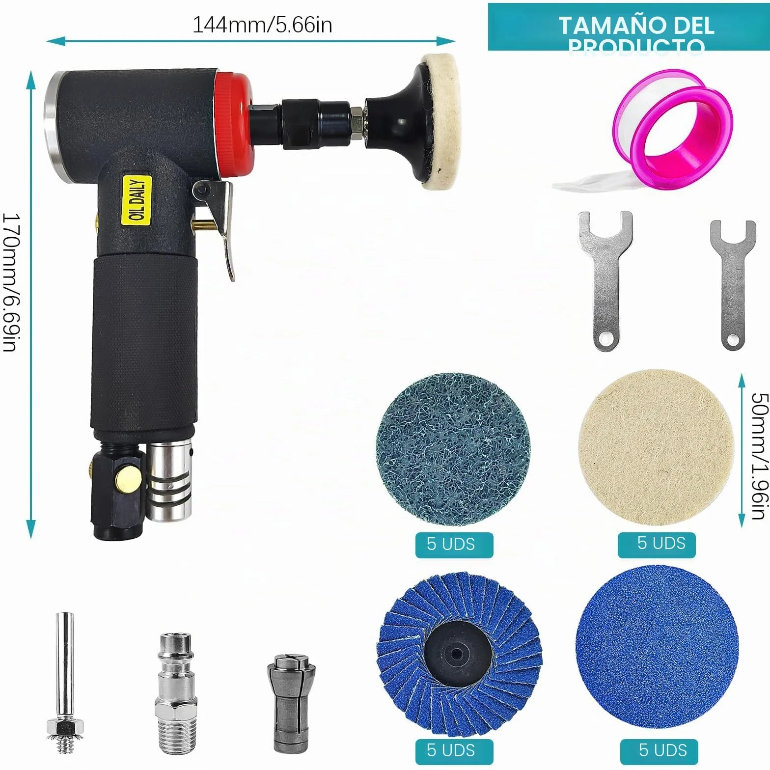 mini Juego de Lijadora de Aire Comprimido, Kit para Pulidora Coche, Amoladora Pequeña, Lijadora Neumática, Mini Amoladora Eléctrica de Alta Velocidad con Kit de 20 Discos Intercambiables