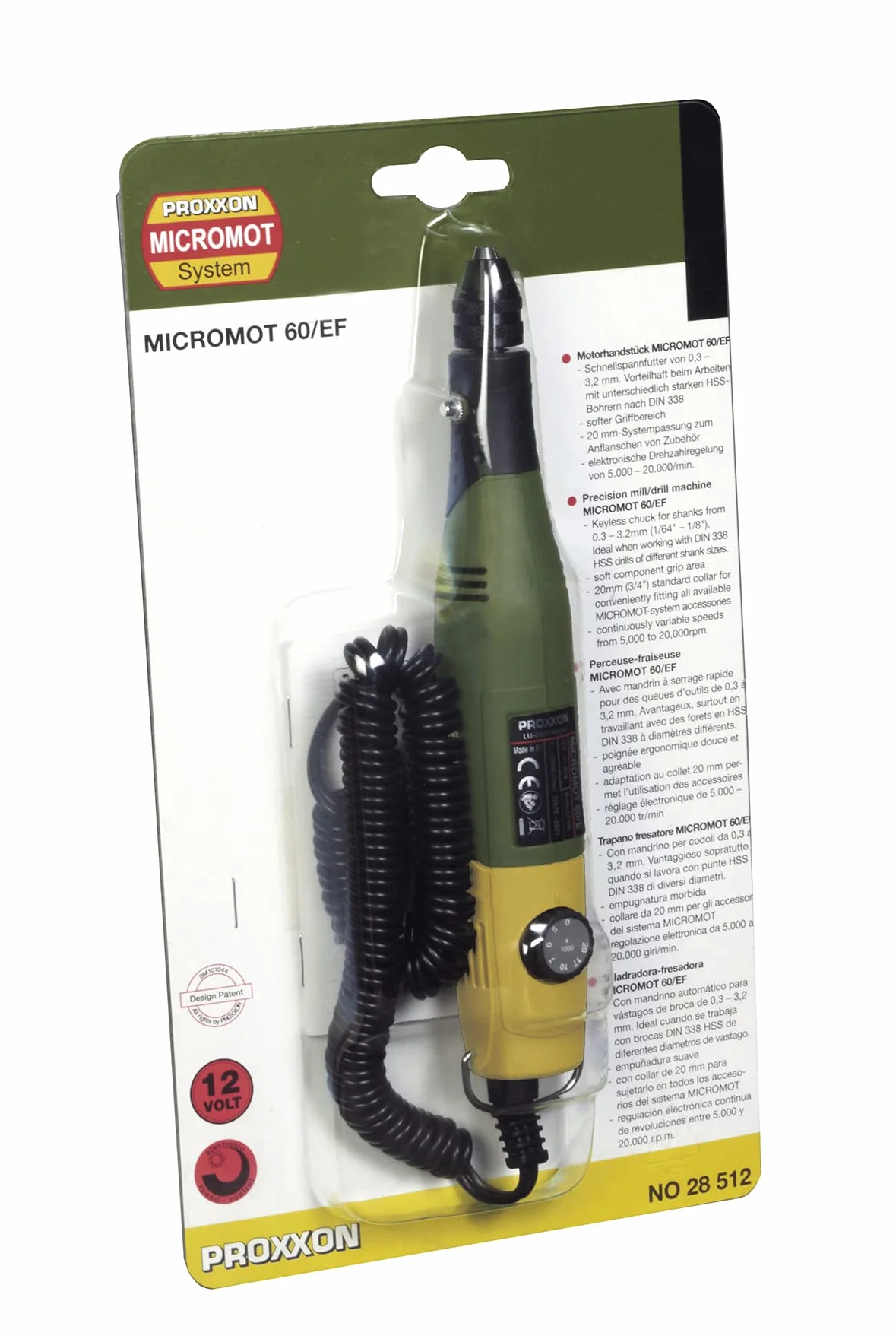 PROXXON 2228512 2228512-Taladradora fresadora micromot 50/ef, 40 W, 12 V, Metal