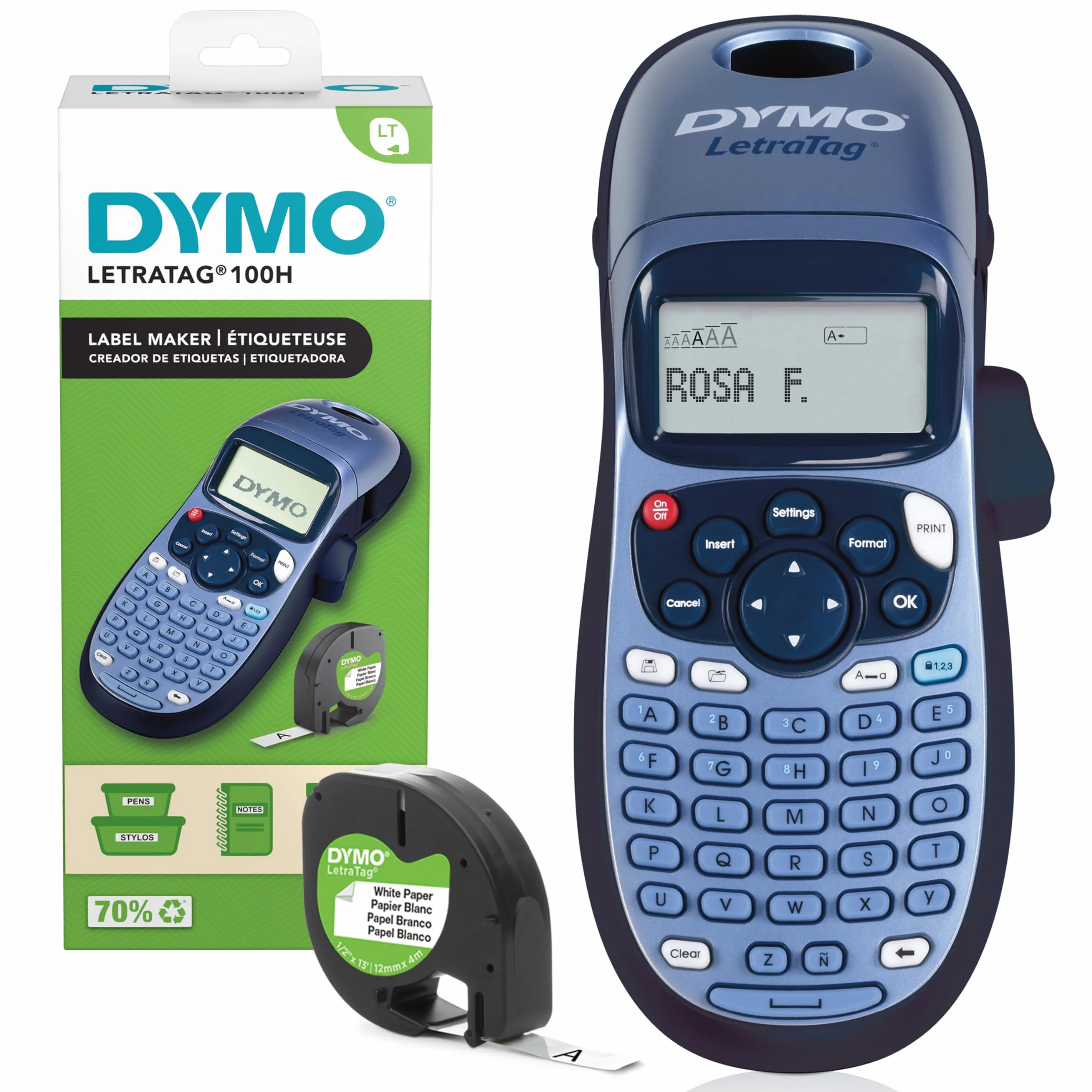 DYMO LetraTag LT-100H Etiquetadora Impresora de Etiquetas Portátil Teclado ABC Pantalla LCD 13 Caracteres
