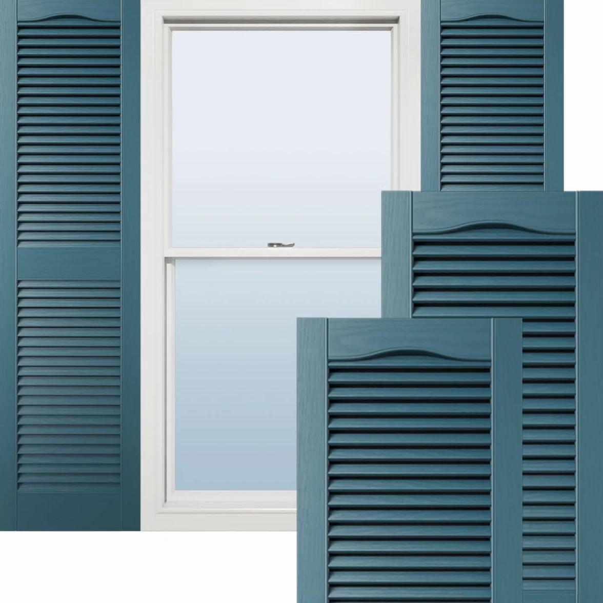 Ekena Millwork Lifetime Vinyl Parteluz central estándar de catedral, persianas de vinilo con listones abiertos, con ganchos de instalación y tornillos a juego (por par), LL1S12X05200MB, 30,5 cm de