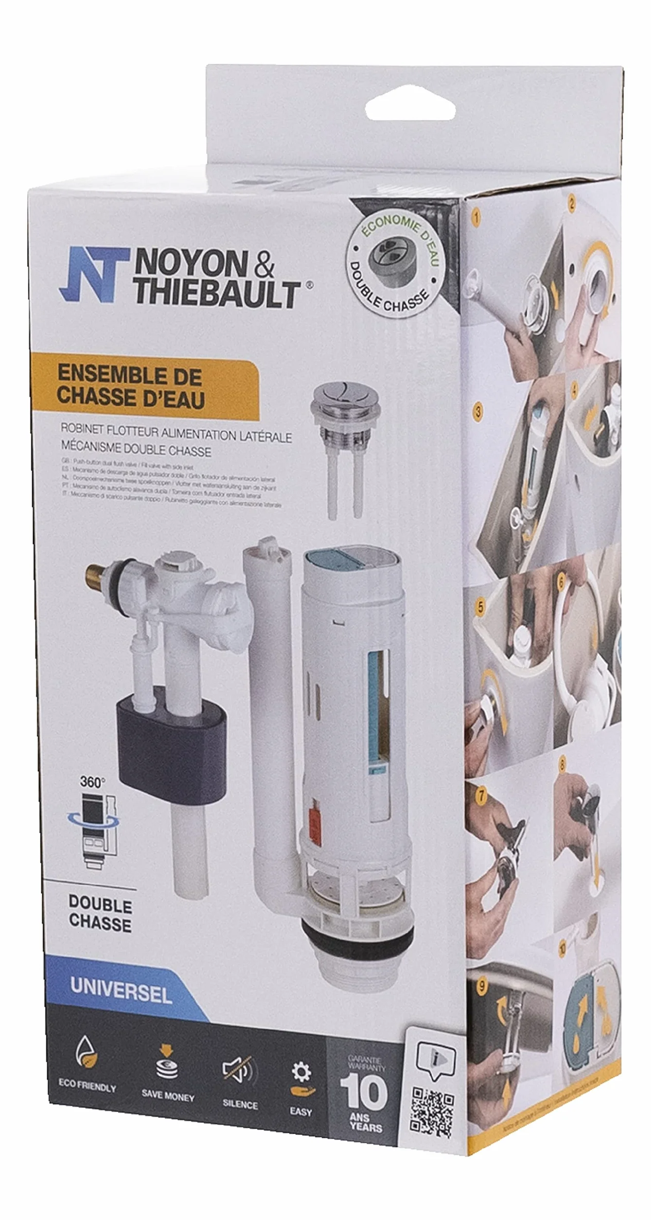 NOYON THIEBAULT Conjunto de Cisterna Doble Descarga 3/6 L Mecanismo de Inodoro Válvula de Flotador