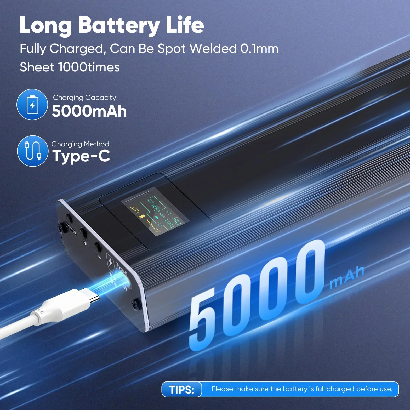 Soldador por puntos a batería 2 en 1 con modos automático & manual, Soldador de Puntocon con Batería 5,0 Ah 1-80 Niveles para Soldar Baterías